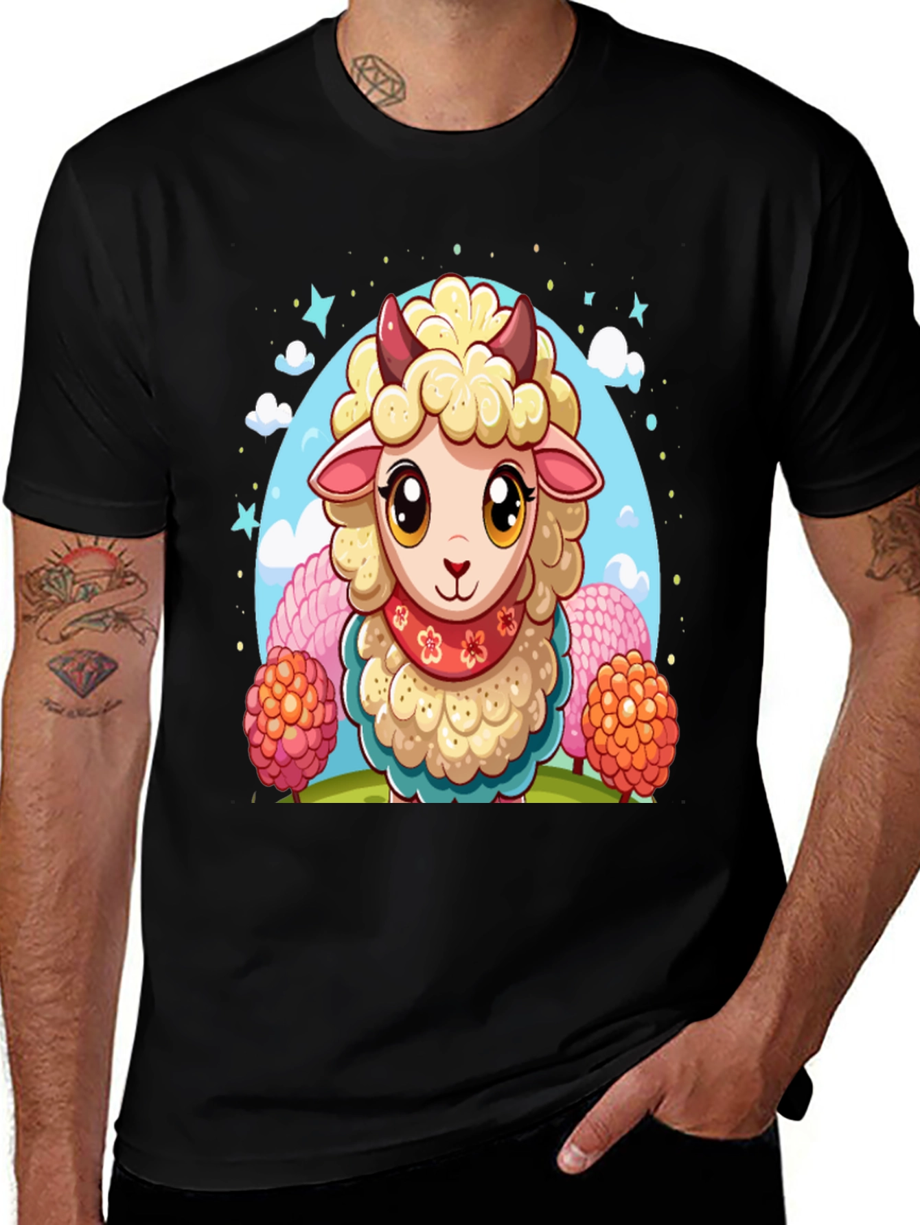 Variant 25 of Cute Sheep Cartoon Graphic Tee