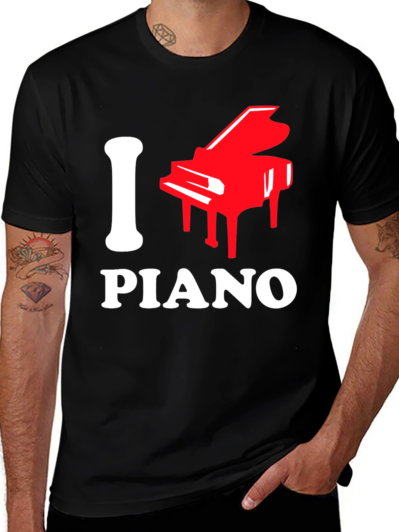Variant 3 of I Love Piano Black T-Shirt - Music Lover Gift