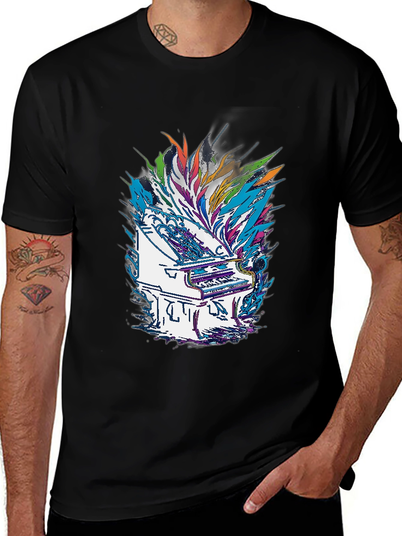 Variant 24 of Abstract Piano Graphic Tee - Black