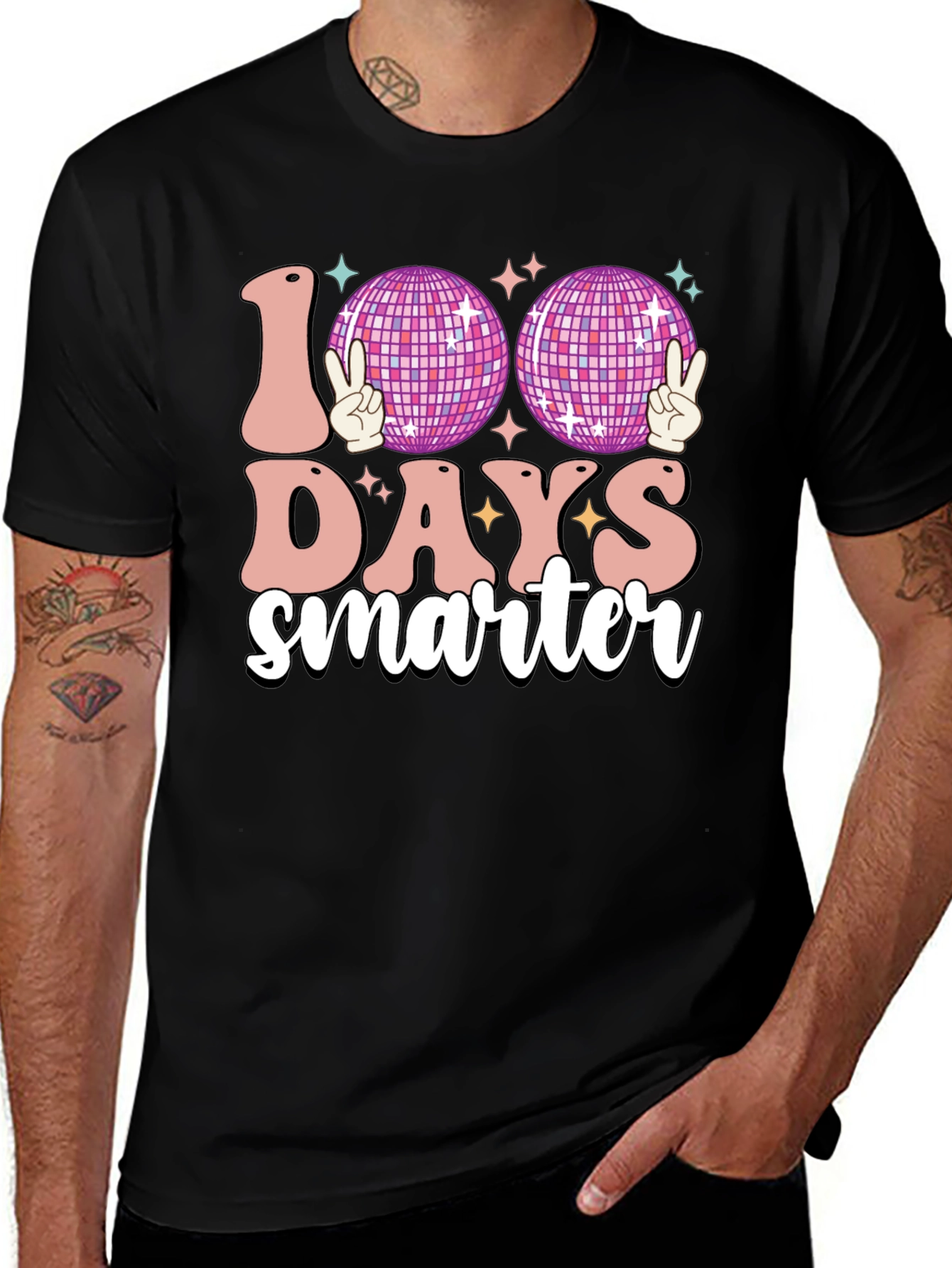 Variant 20 of 100 Days Smarter Disco Ball T-Shirt