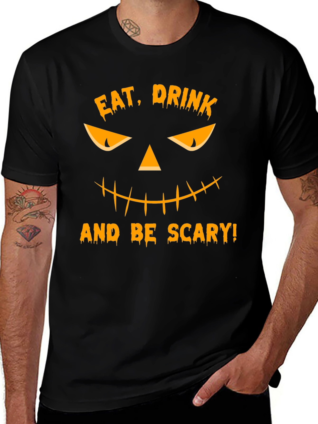 Variant 10 of Halloween Pumpkin Face Graphic T-Shirt