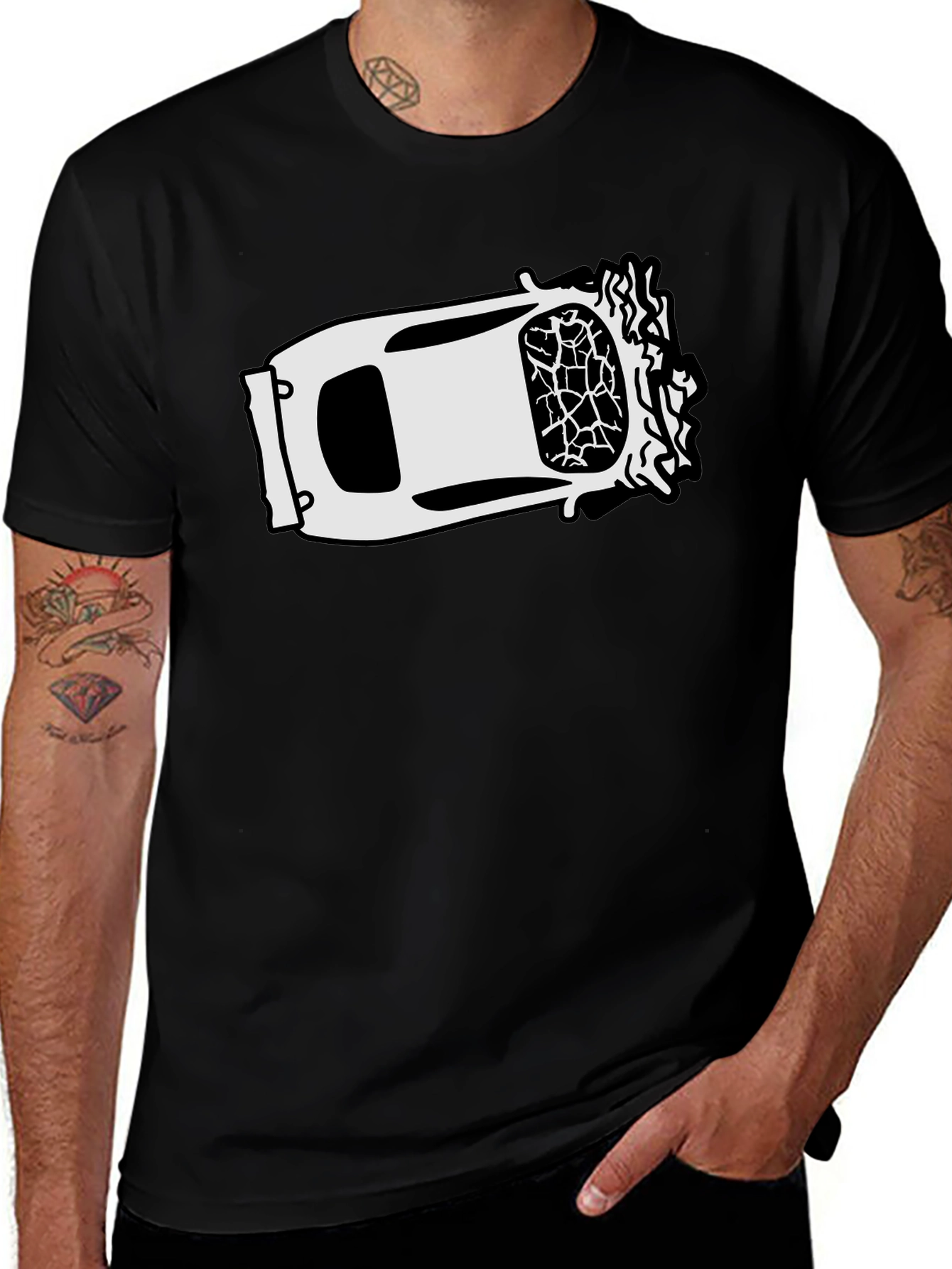 Variant 16 of Cracked Windshield Car Graphic Tee