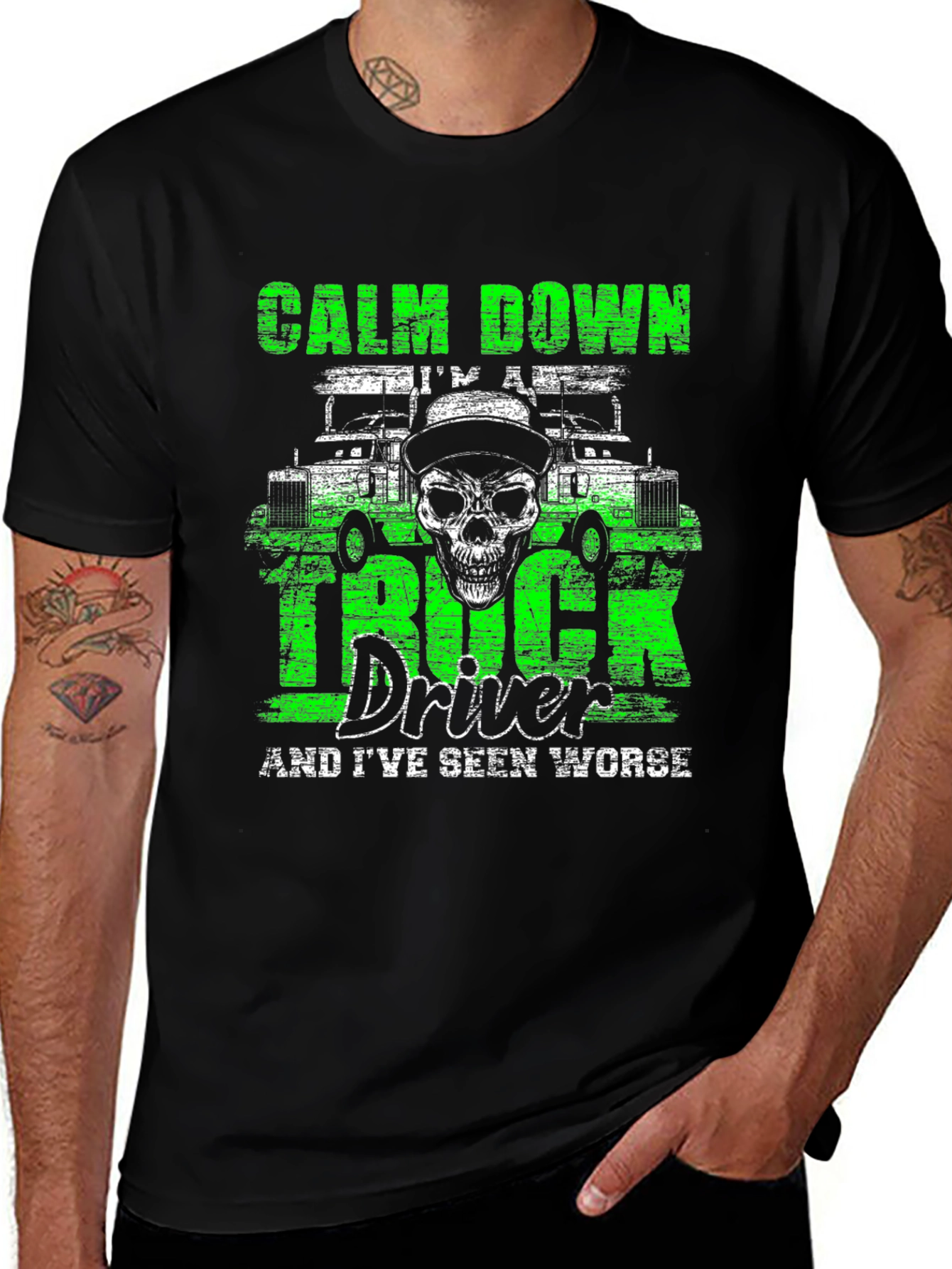 Variant 7 of Calm Down Truck Driver Graphic T-Shirt