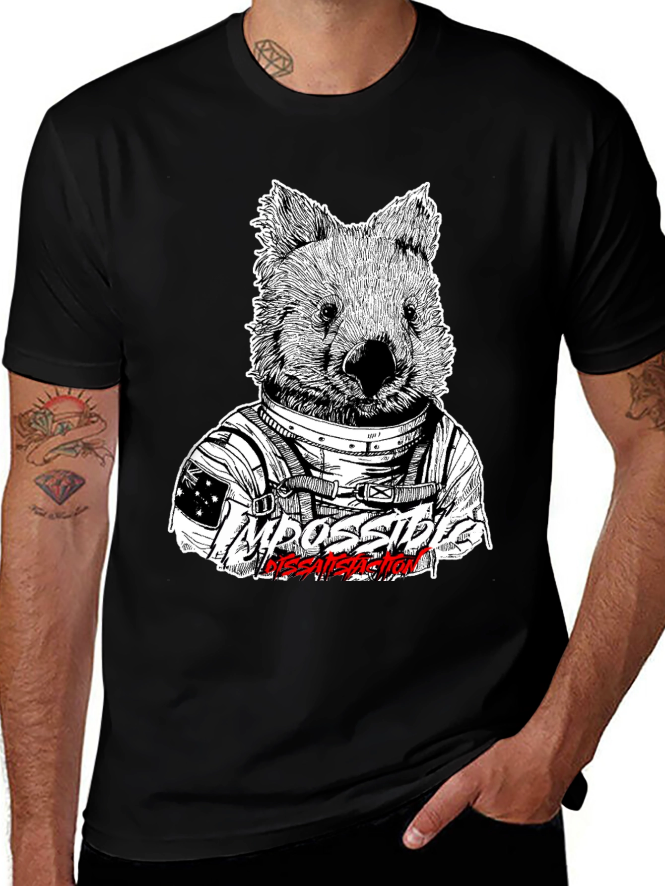 Variant 15 of Wombat Astronaut T-Shirt - Impossible Dissatisfaction