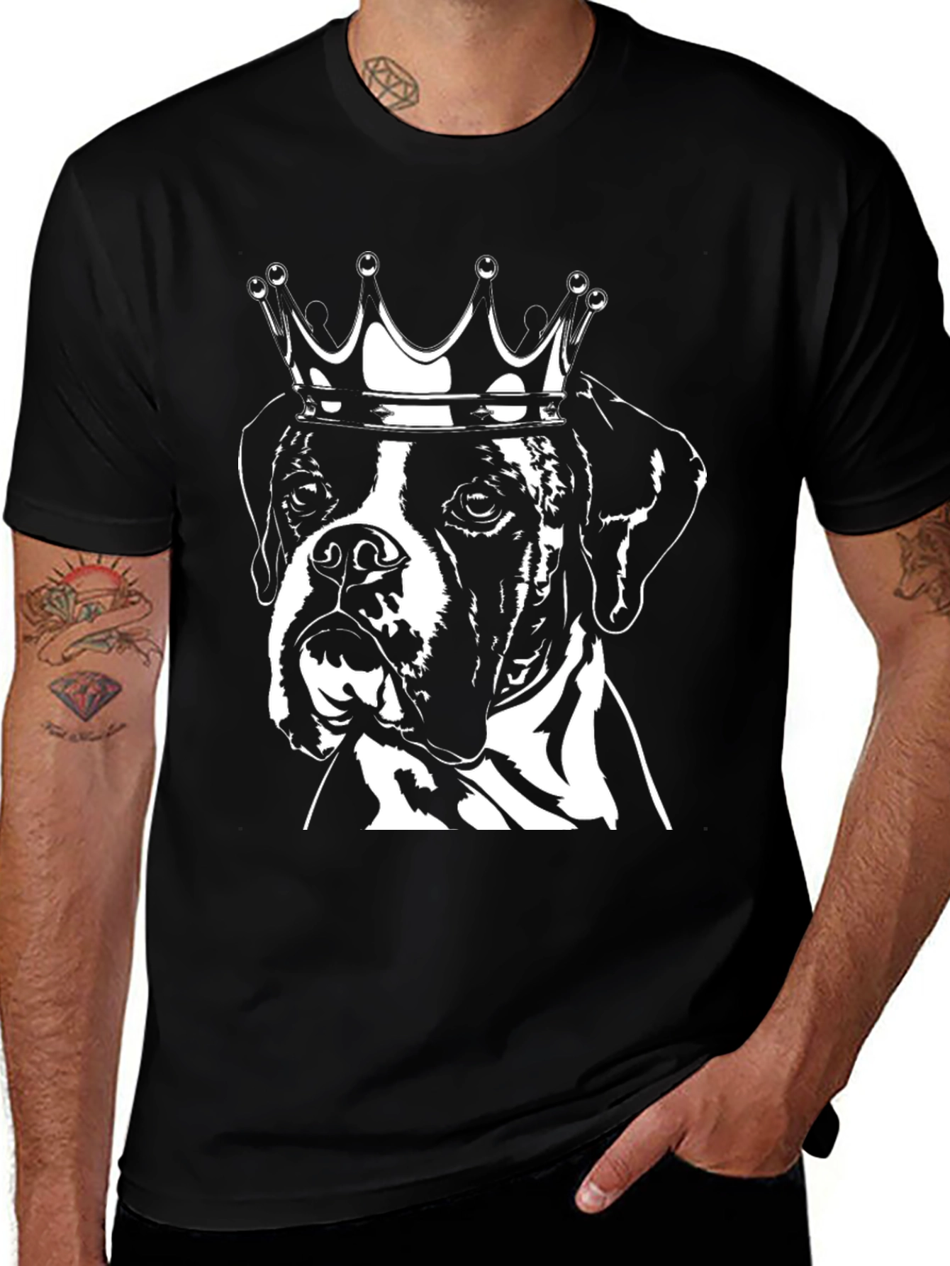 Variant 14 of King Dog T-Shirt - Black Crew Neck Boxer Tee