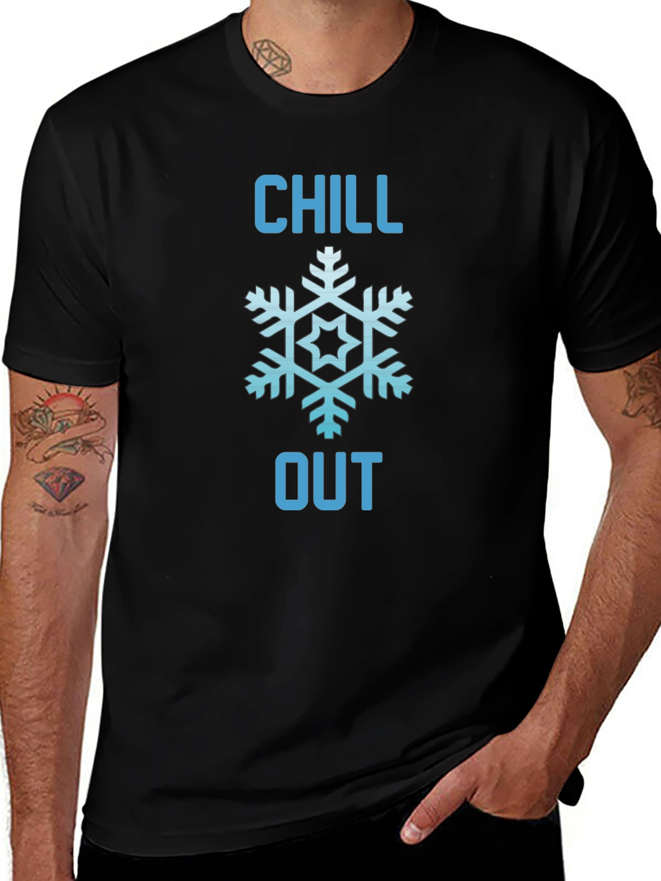 Variant 4 of Chill Out Snowflake Graphic Tee - Black