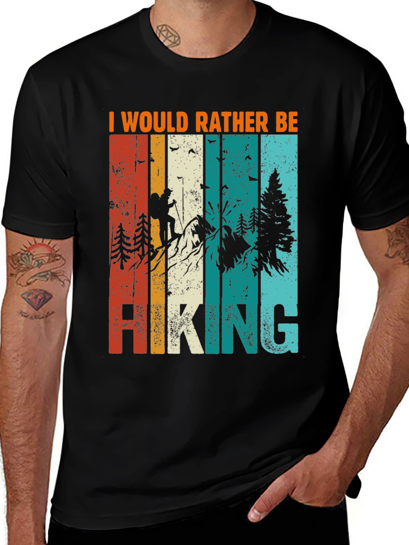 Variant 17 of Retro Hiking T-Shirt: I Would Rather Be Hiking