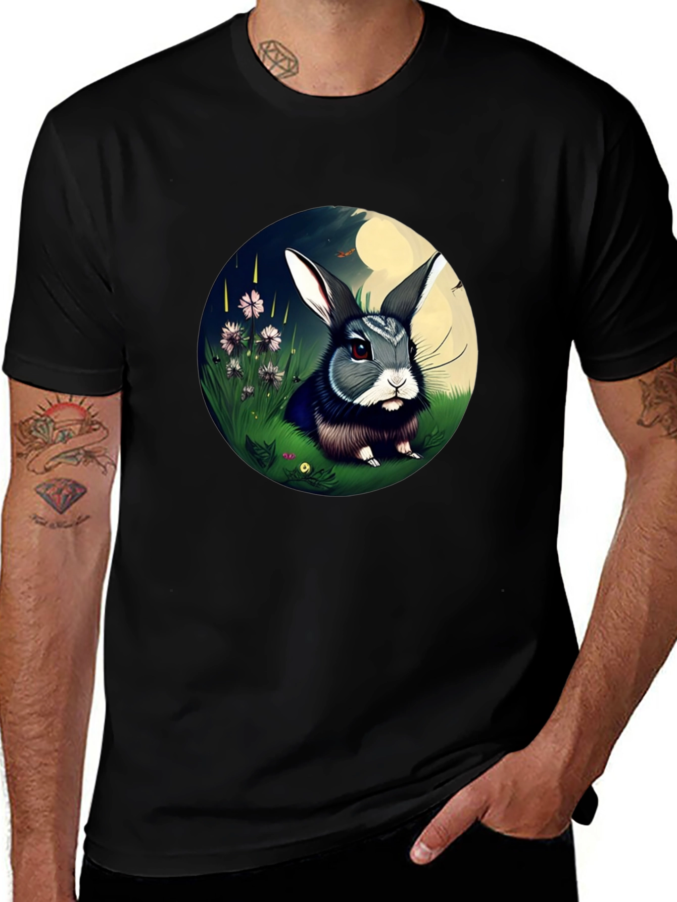 Variant 29 of Bunny in Bloom Black Tee