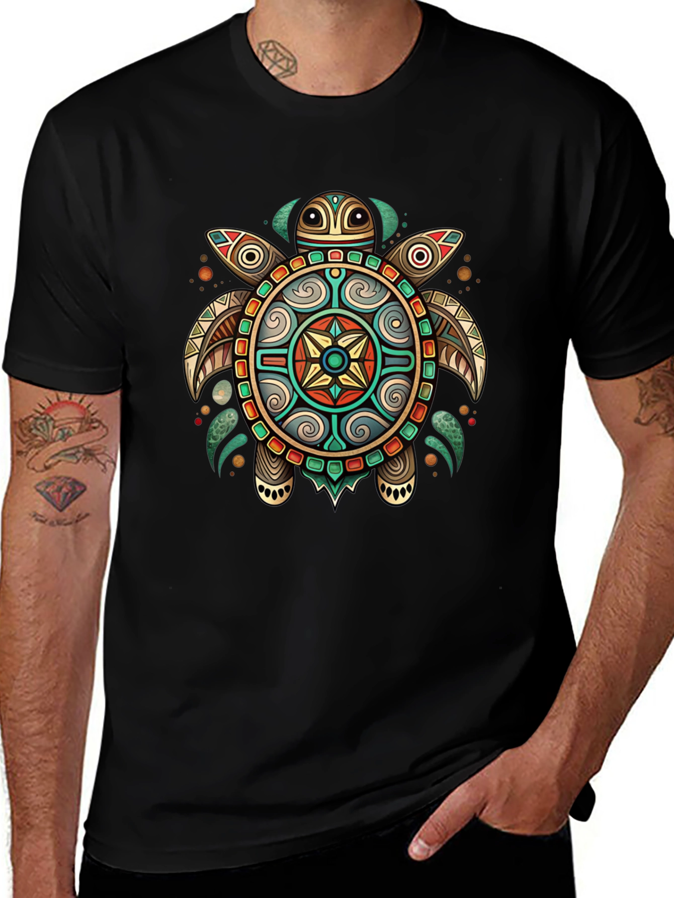 Tribal Turtle Graphic T-Shirt - Unique Design