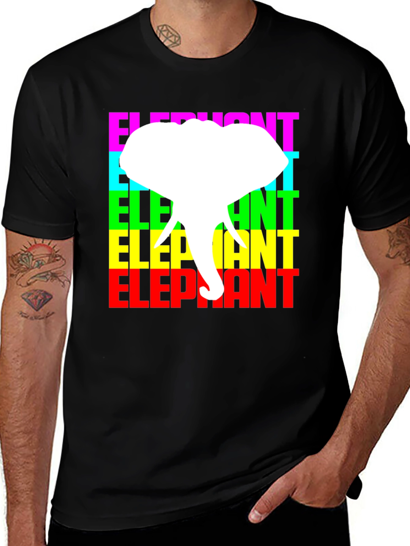 Variant 8 of Elephant Graphic Tee - Colorful Design