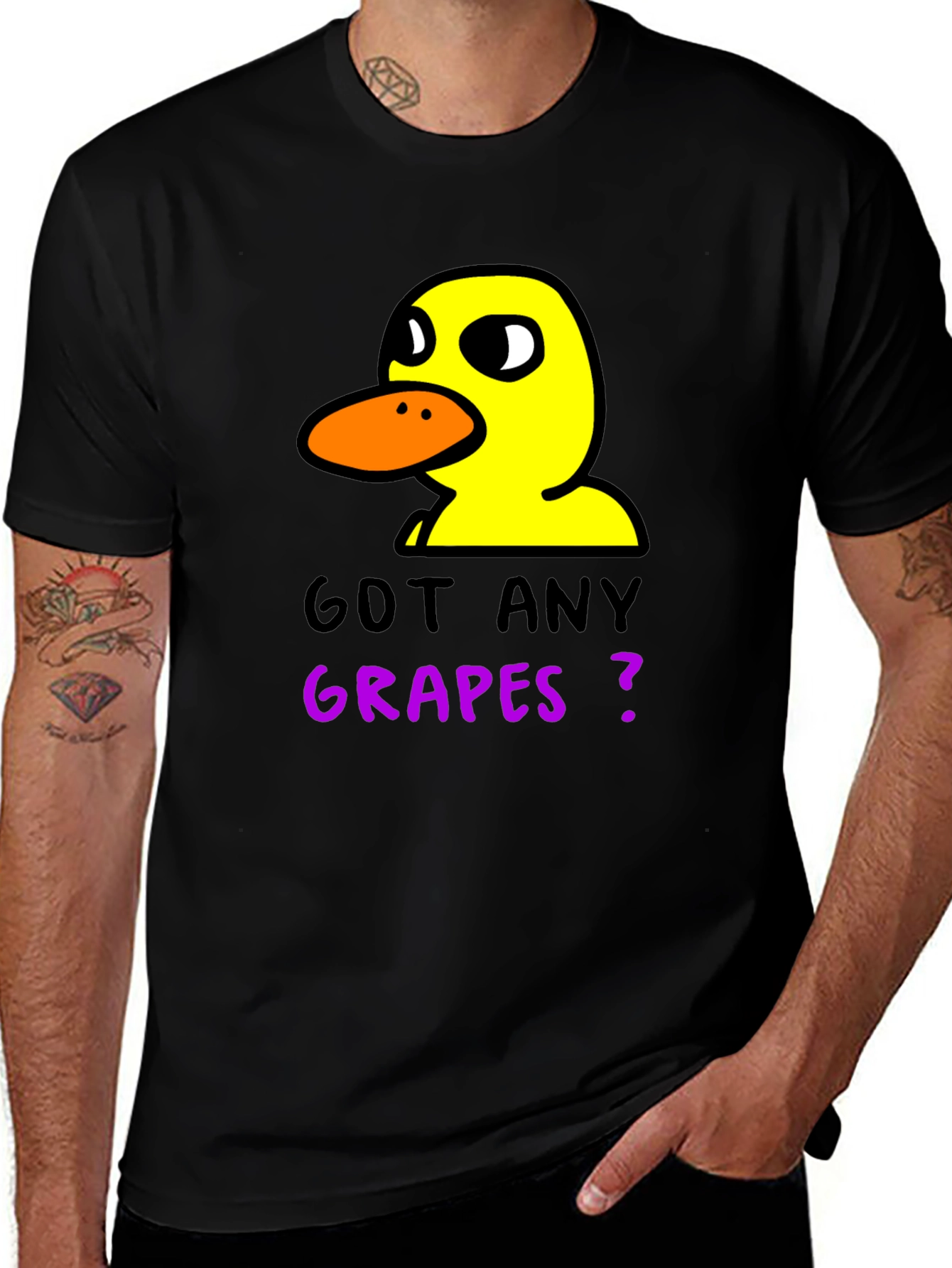 Variant 19 of Got Any Grapes? Duck Graphic Black T-Shirt