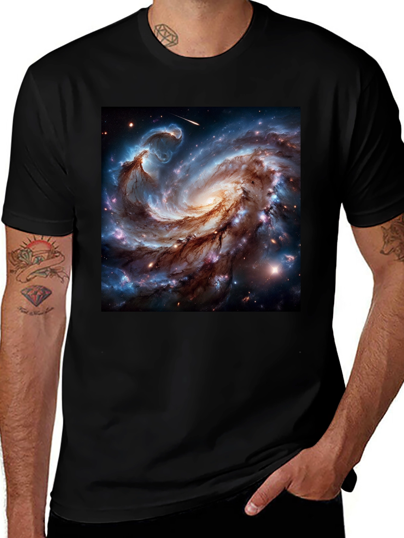 Variant 11 of Cosmic Galaxy Graphic Tee - Black Cotton Blend T-Shirt