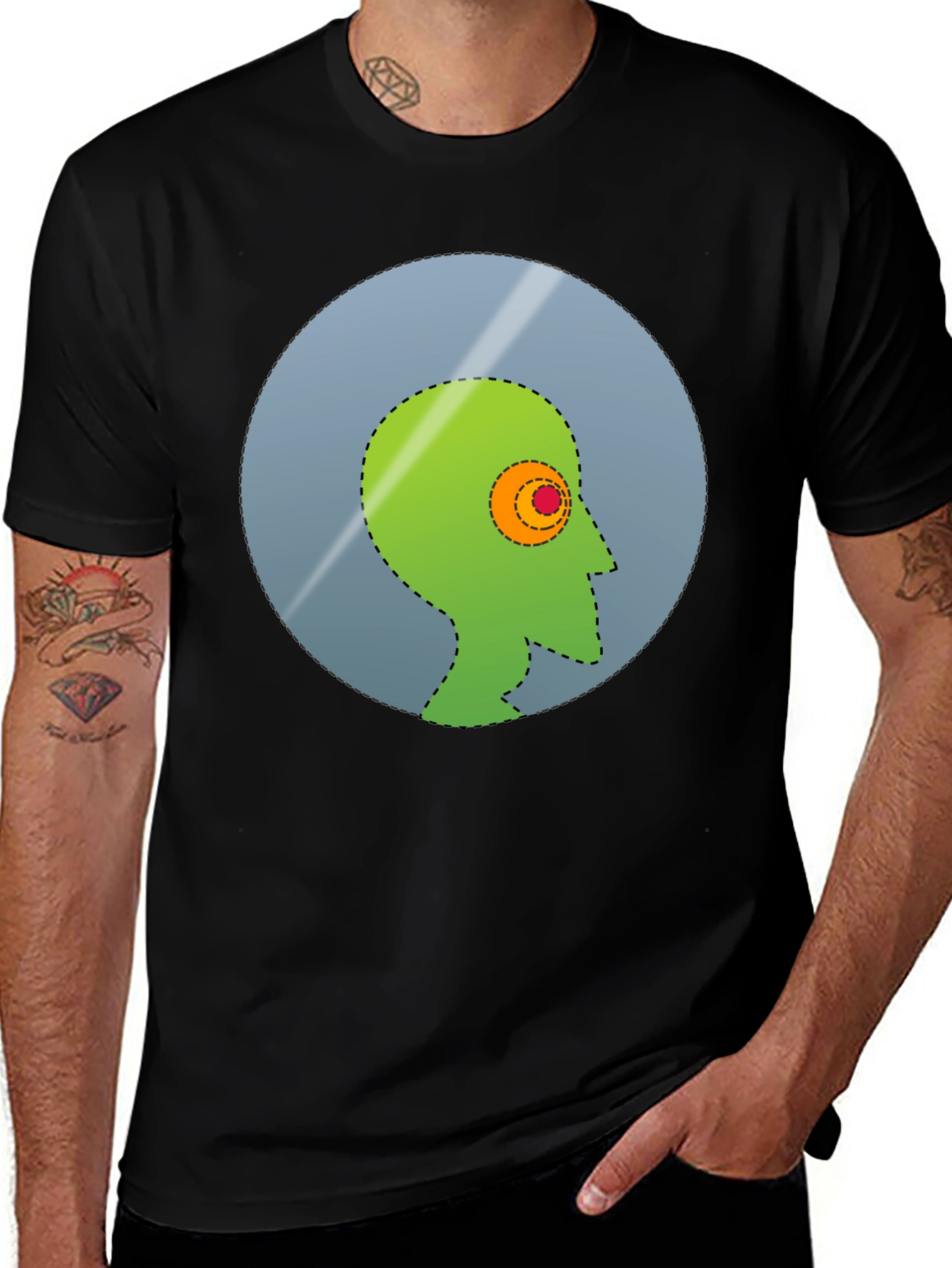 Variant 13 of Abstract Head Graphic Tee - Stylish Mens Black T-Shirt