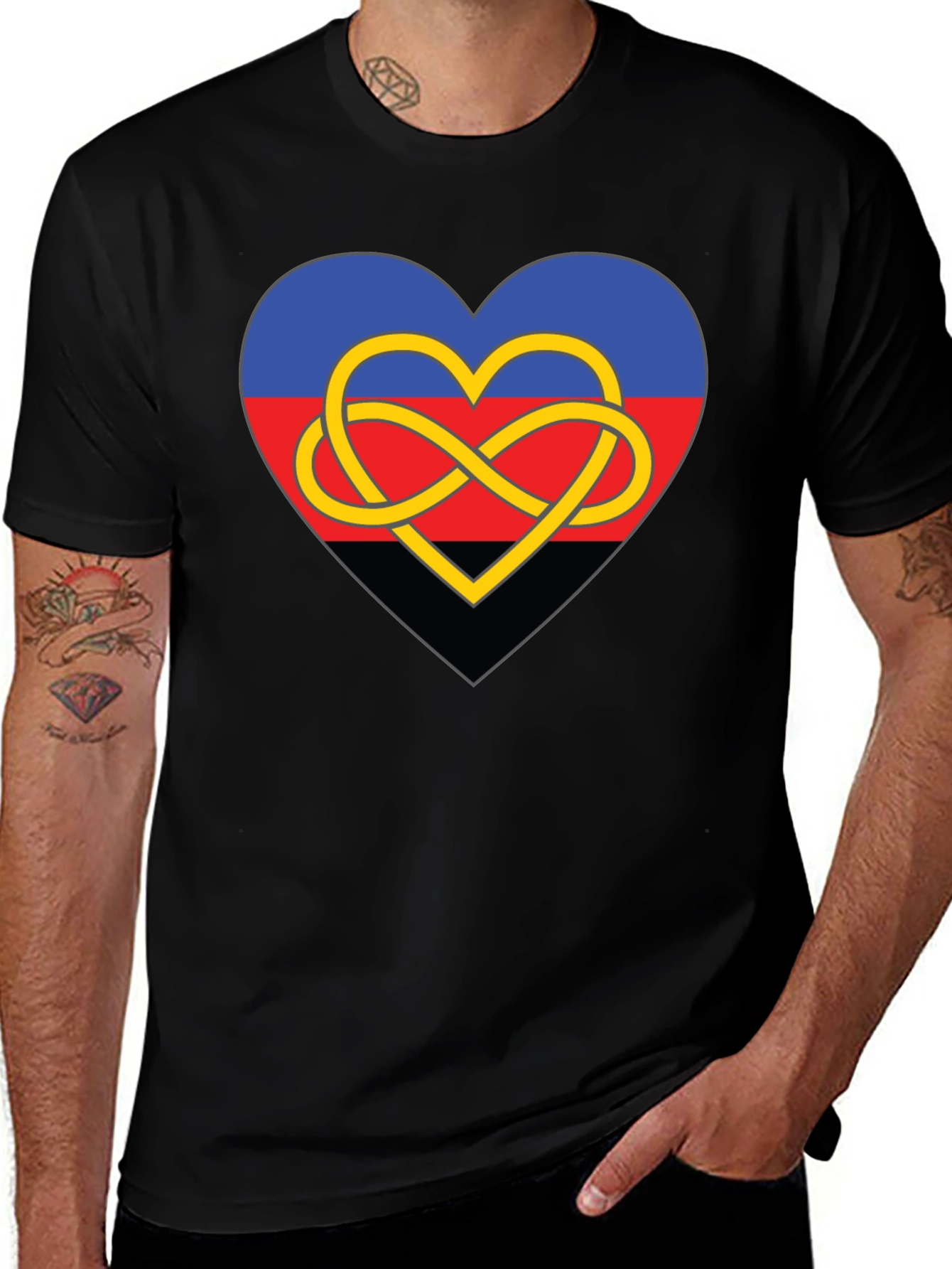 Polyamory Heart Knot Black Tee