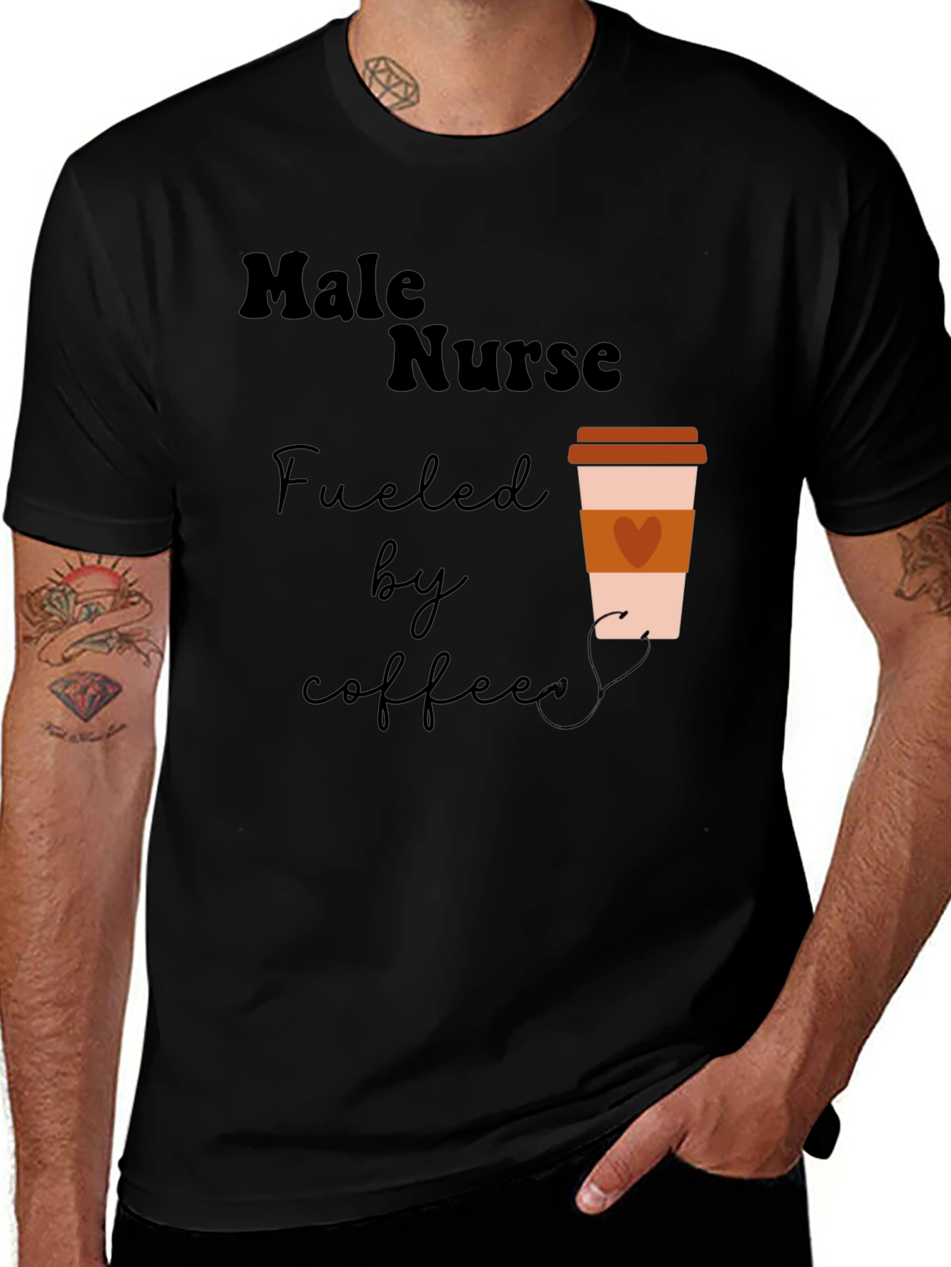 Variant 24 of Male Nurse Fuelled by Coffee Graphic T-Shirt