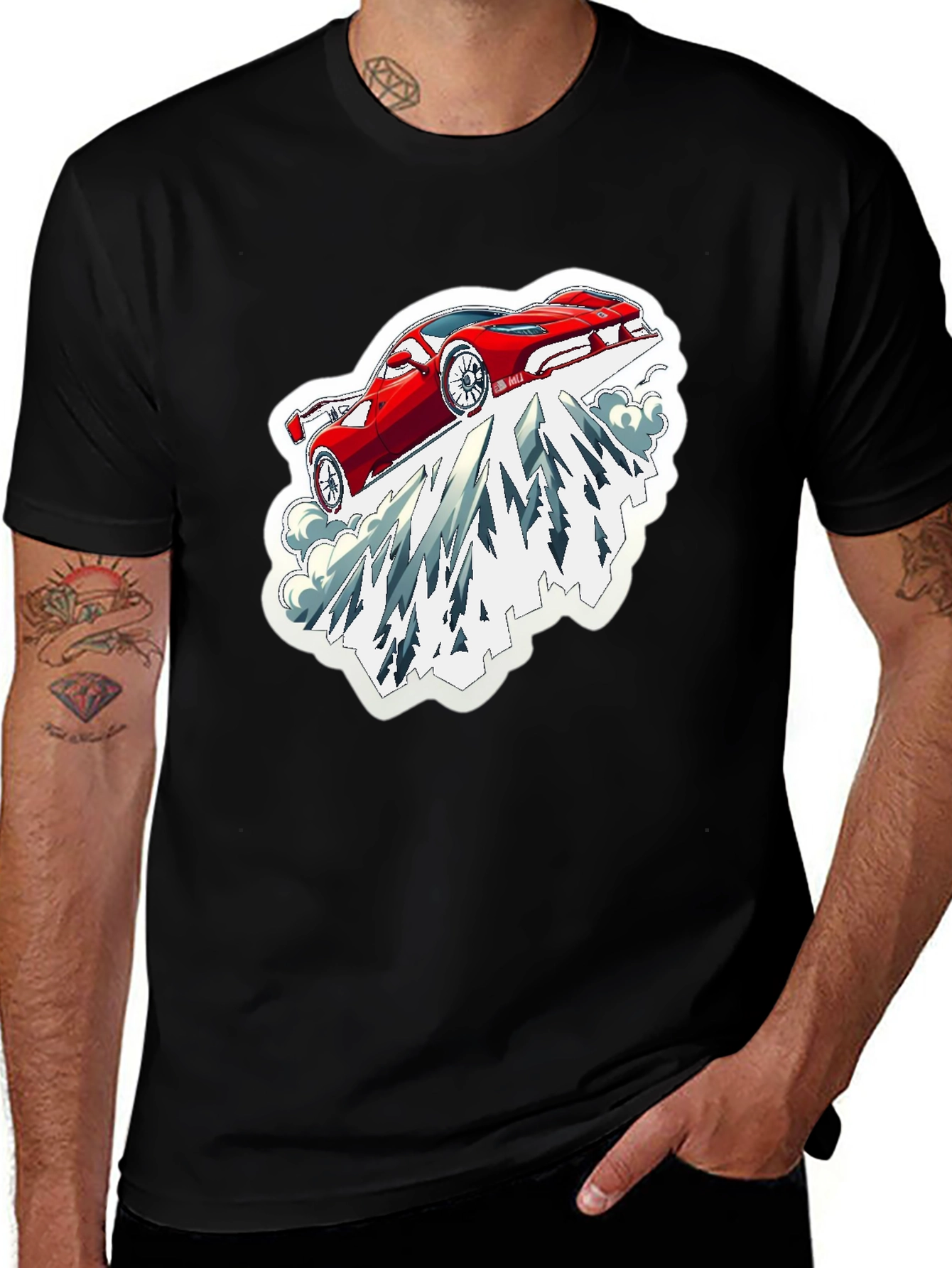 Red Car Mountain Graphic Tee