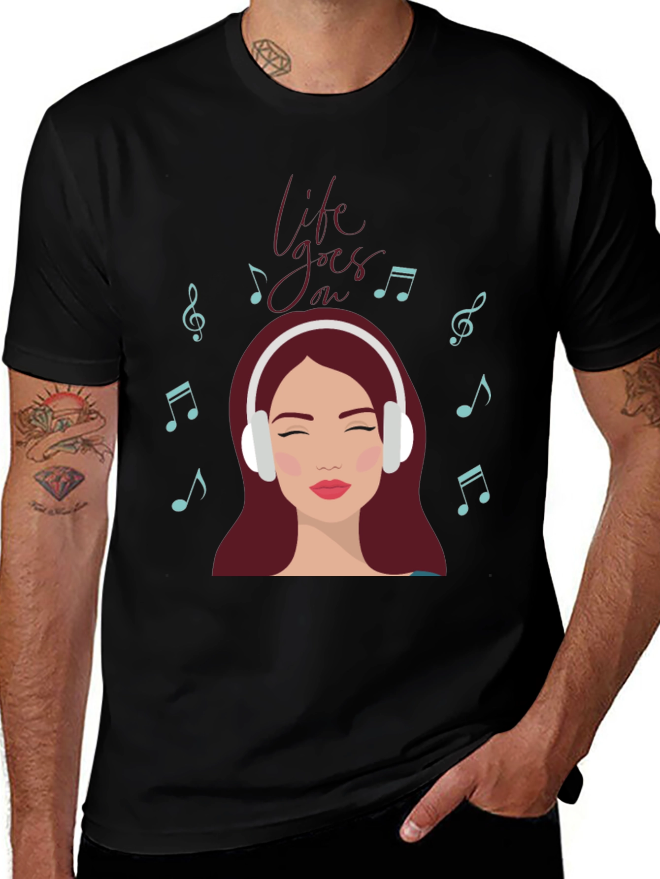 Black Life Goes On Music Lover Graphic T-Shirt main image
