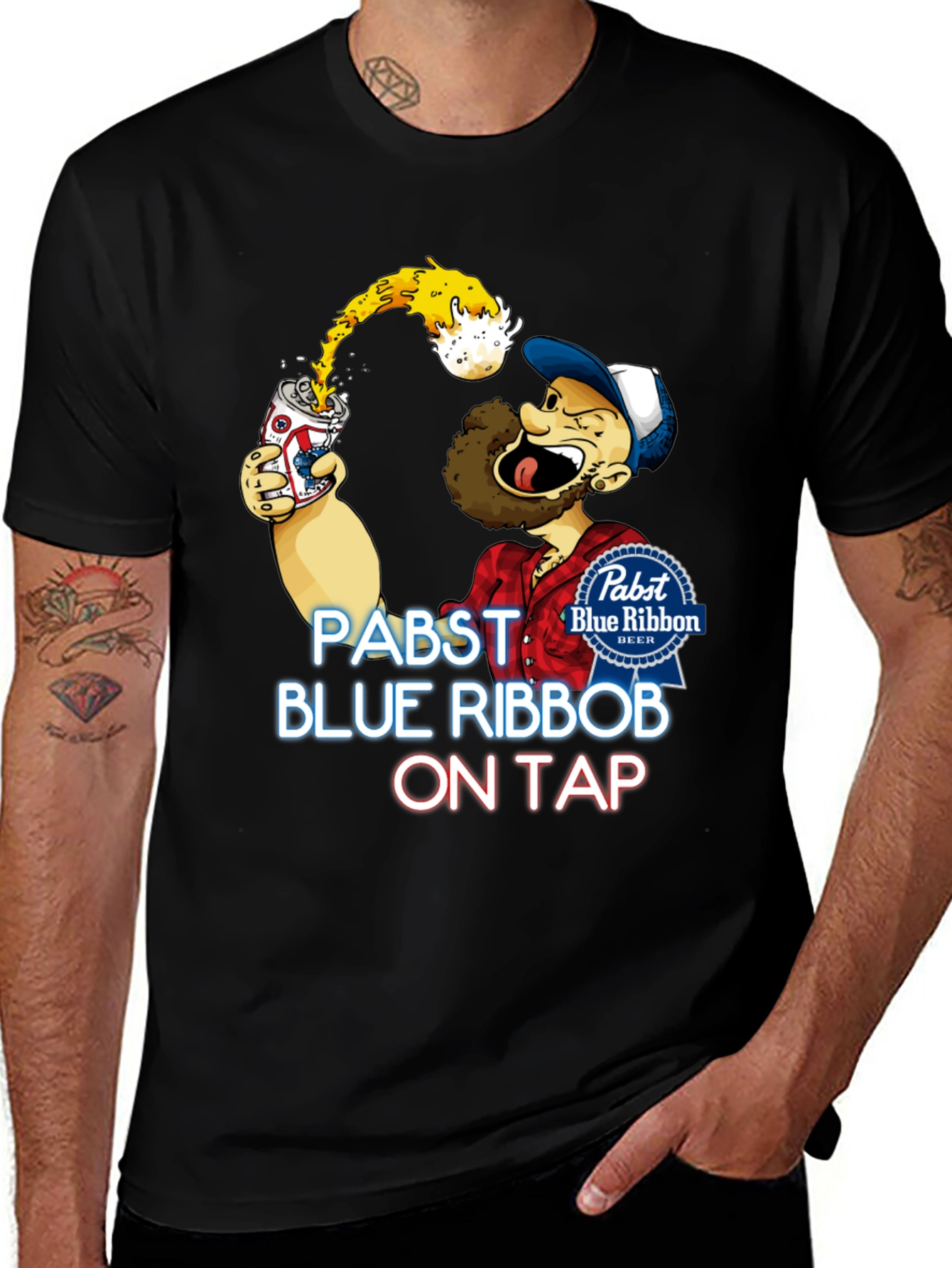 Variant 12 of Pabst Blue Ribbon Cartoon Graphic T-Shirt