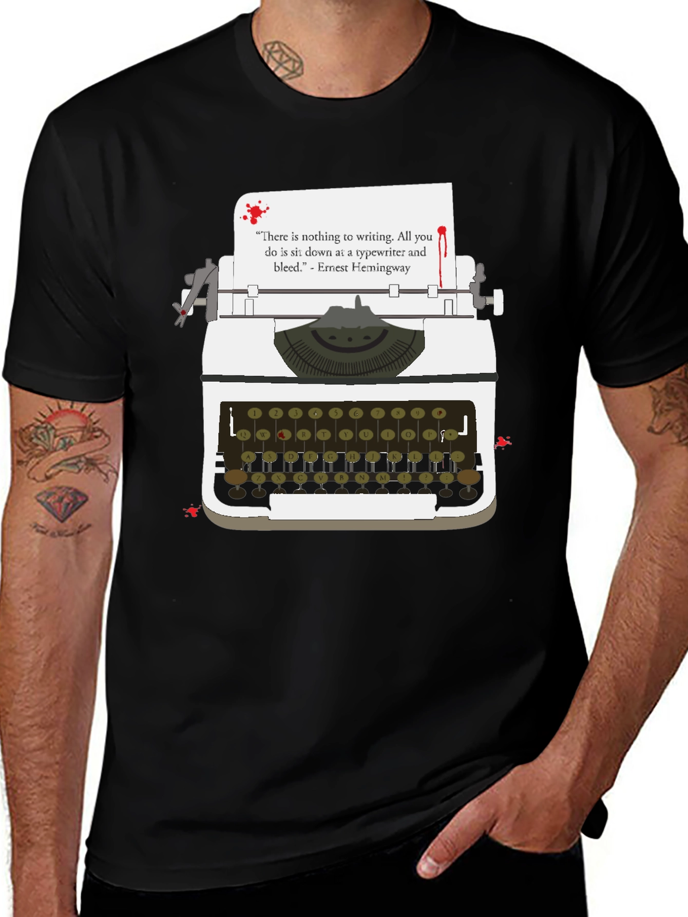 Variant 3 of Ernest Hemingway Typewriter Bleed Quote T-Shirt