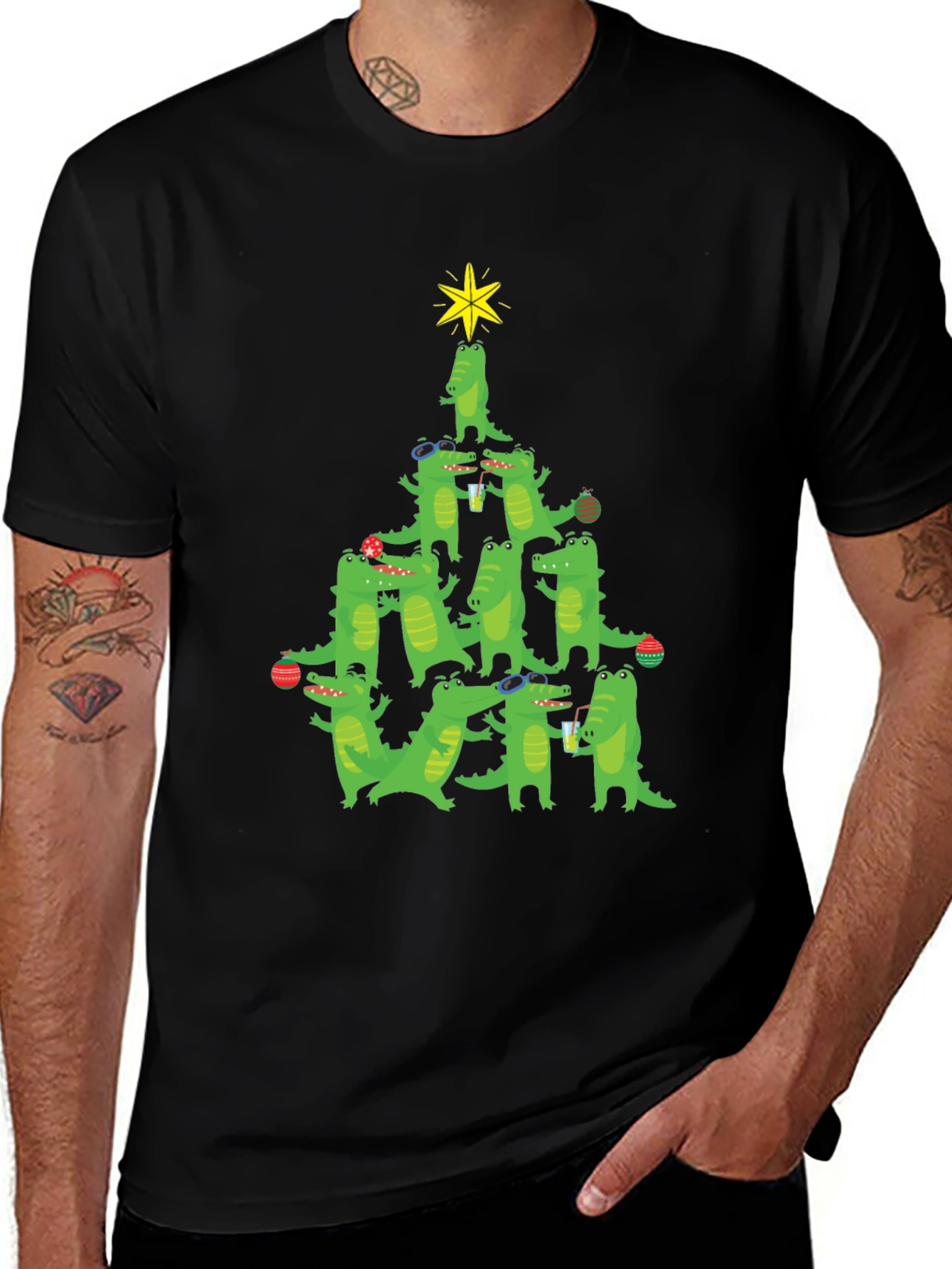 Alligator Christmas Tree Graphic Tee - Holiday Cheer