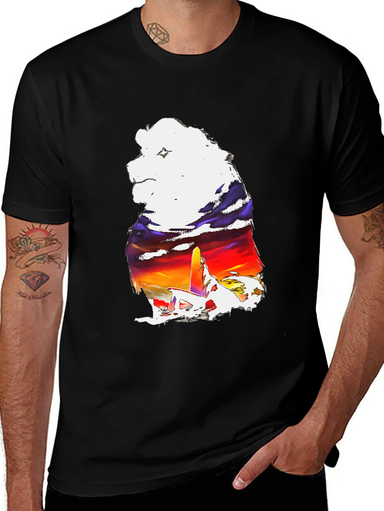 Variant 5 of Bear Silhouette Sunset T-Shirt - Men's Graphic Tee