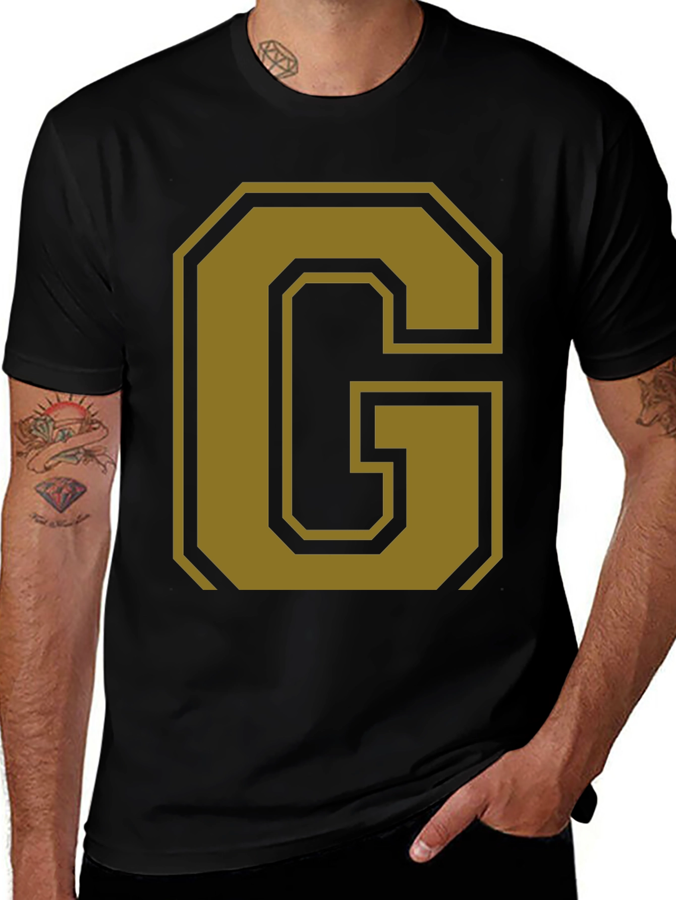 Variant 9 of Varsity Letter G Black T-Shirt
