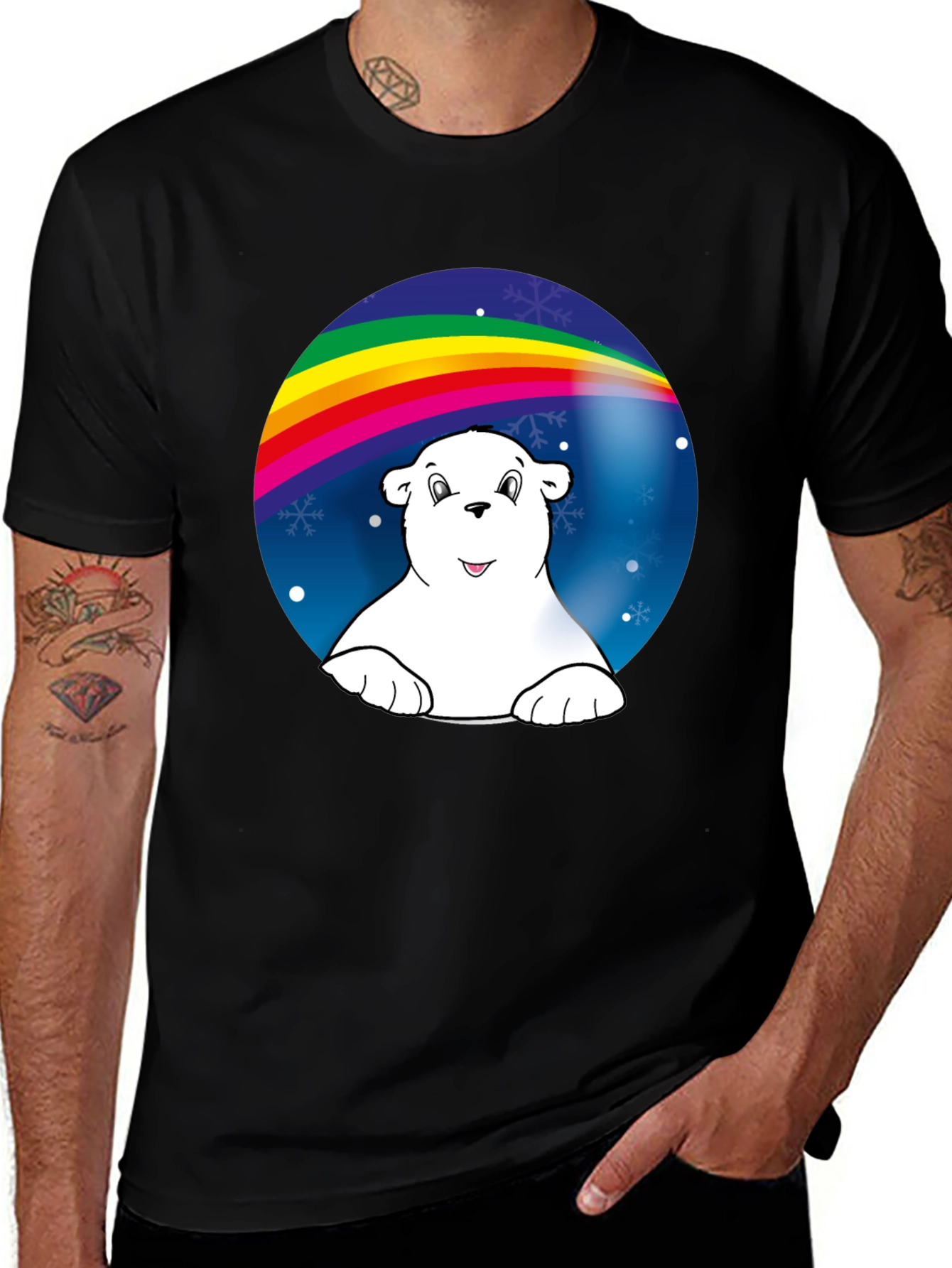 Variant 20 of Rainbow Polar Bear Graphic Tee -  Unique Design!