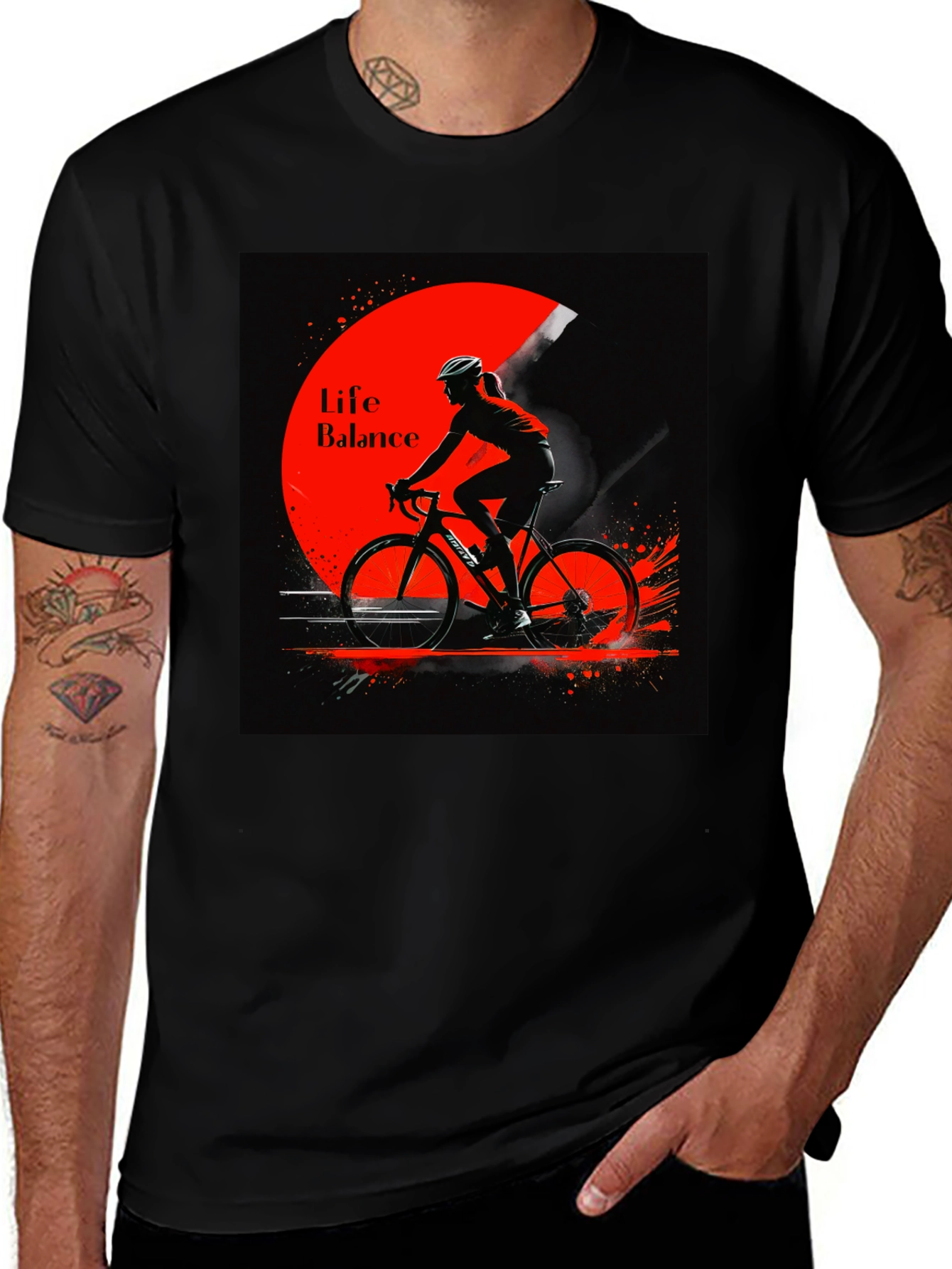 Variant 20 of Life Balance Cyclist Graphic Black T-Shirt