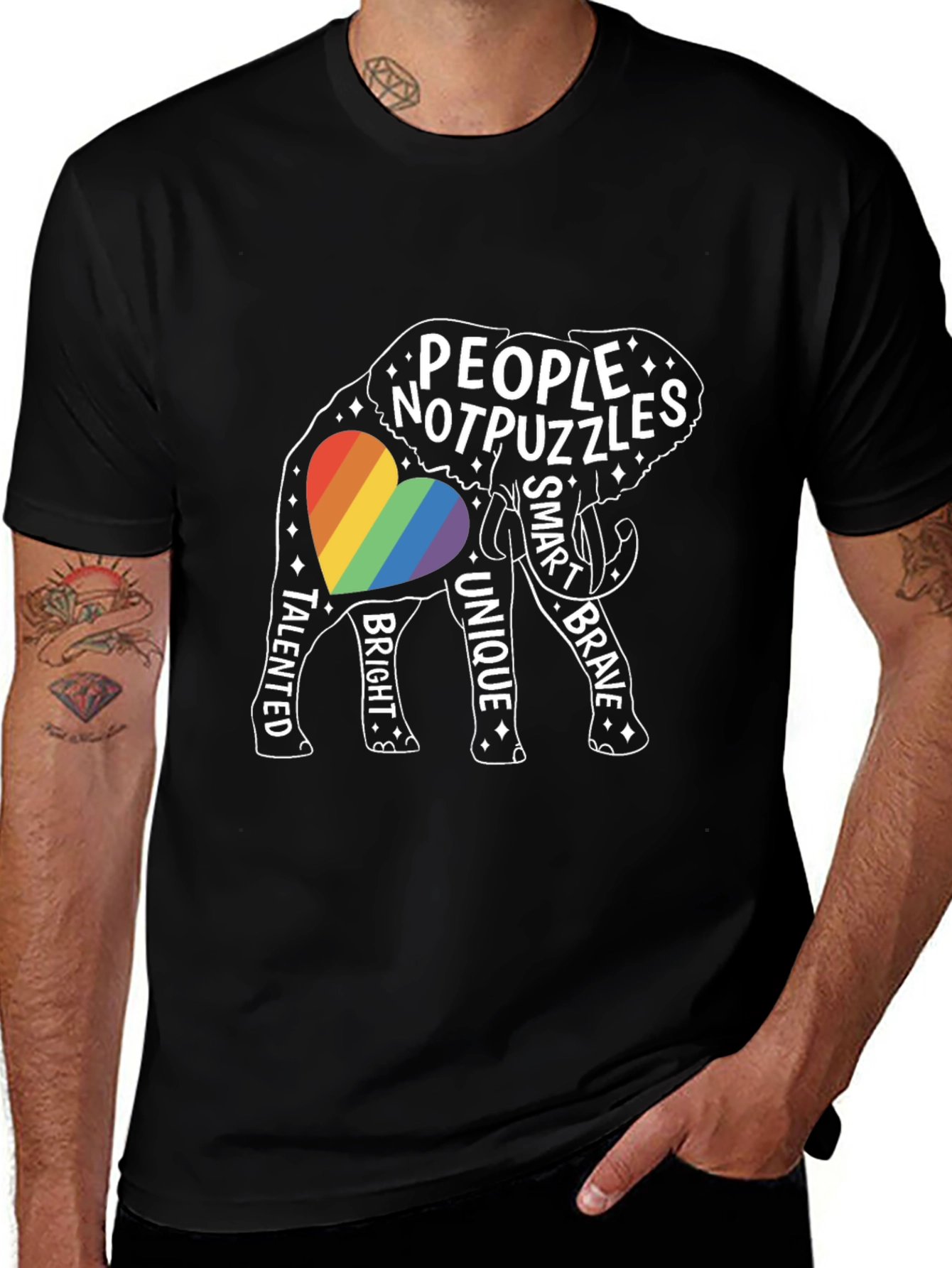 Variant 20 of People Not Puzzles Elephant LGBTQ+ Pride Tee