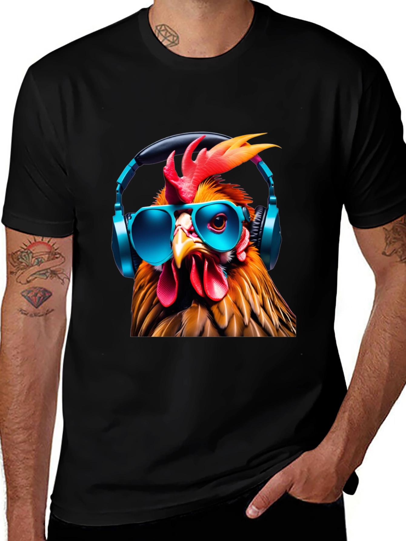 Variant 3 of Cool Chicken Graphic Tee - Headphones & Shades