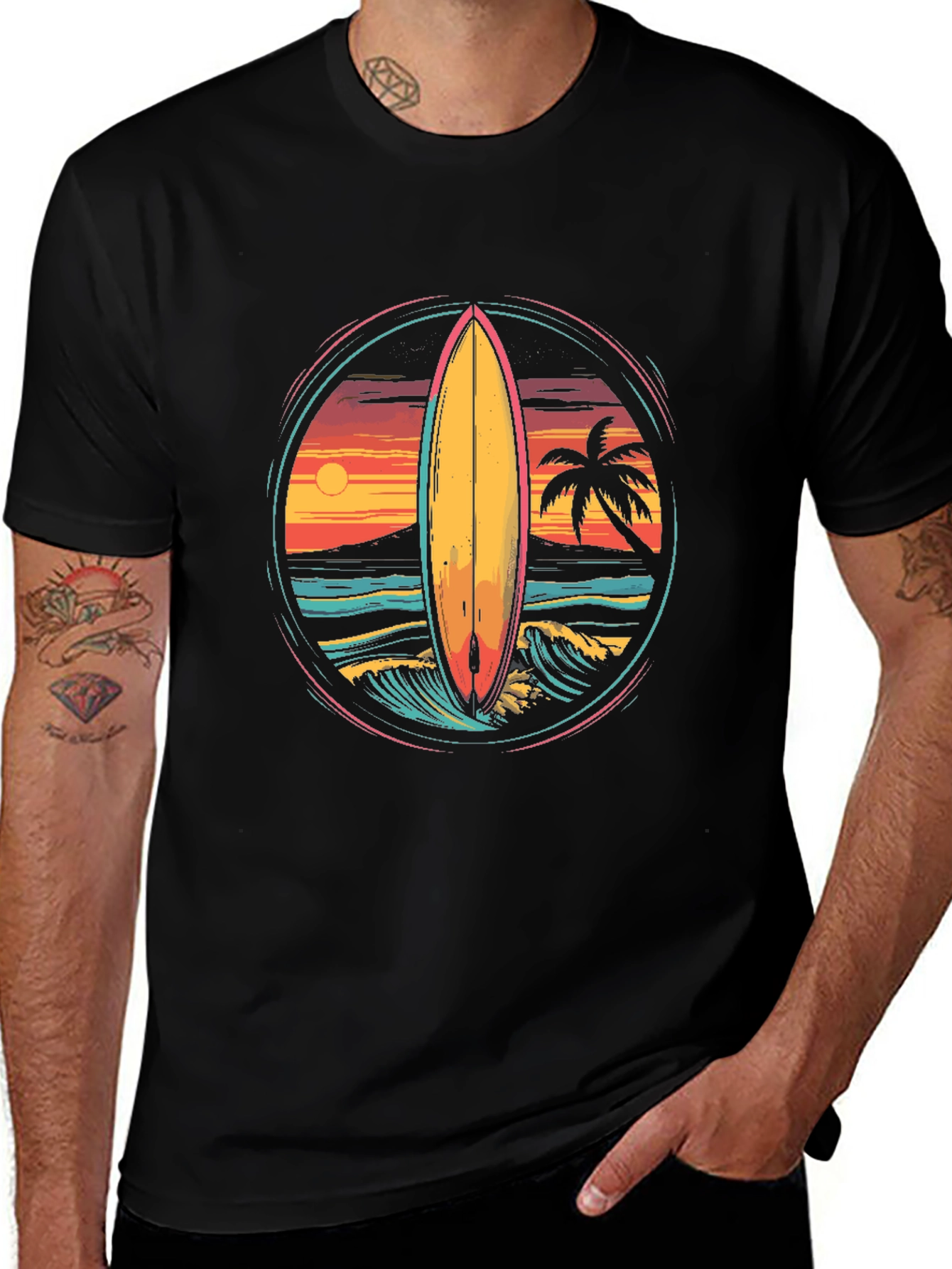 Variant 11 of Surfboard Sunset Graphic Tee