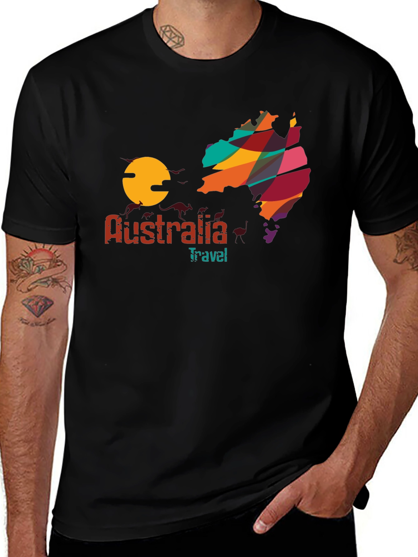 Australia Travel T-Shirt Graphic Black Tee