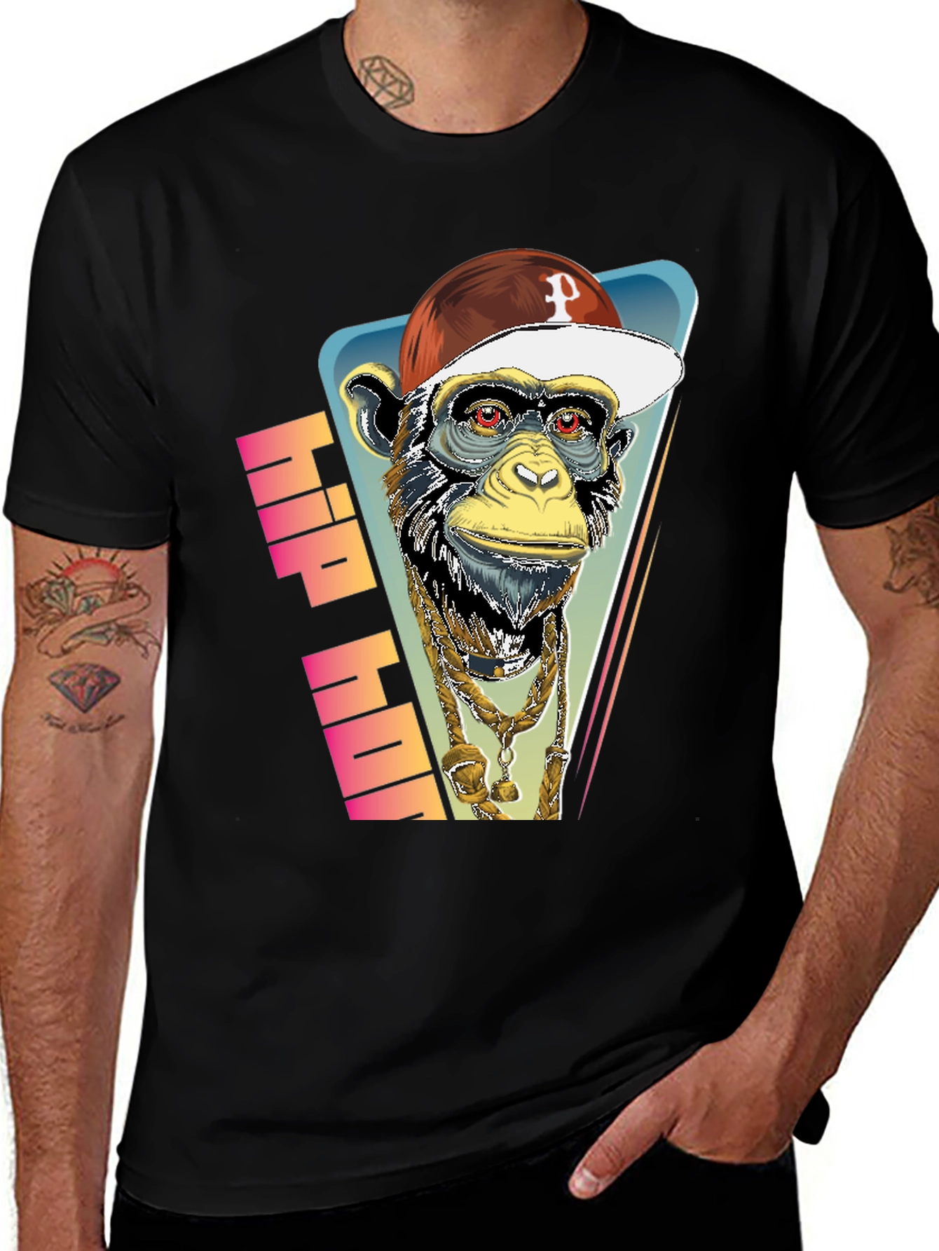 Variant 3 of Hip Hop Monkey Graphic Tee - Urban Style