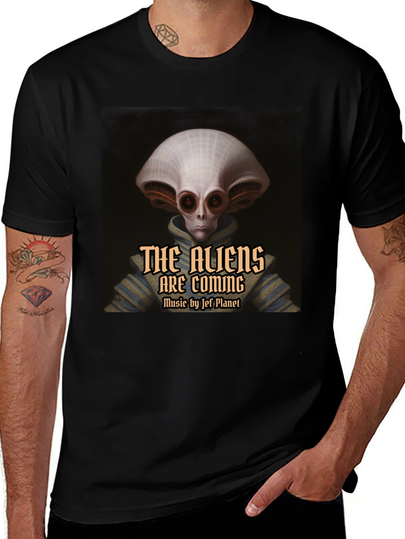 Variant 19 of The Aliens Are Coming Black T-Shirt