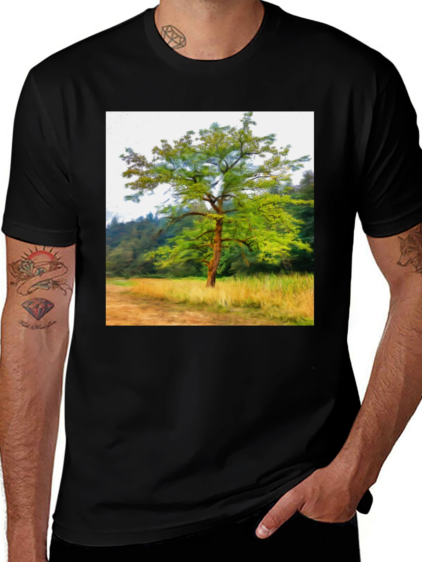 Black Nature Tree Graphic Black T-Shirt main image