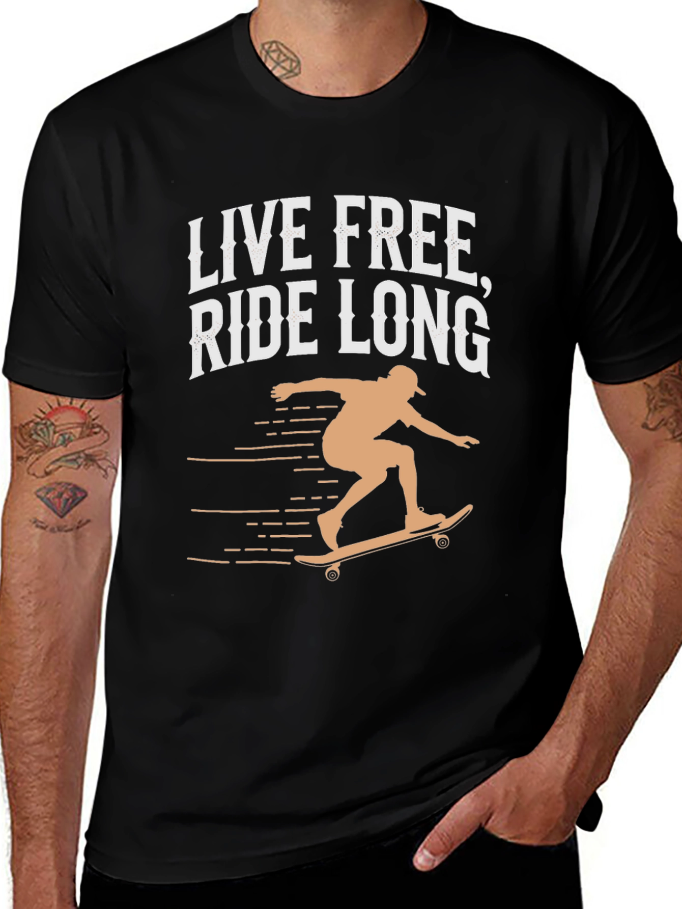 Variant 30 of Live Free Ride Long Skateboarder Graphic Tee