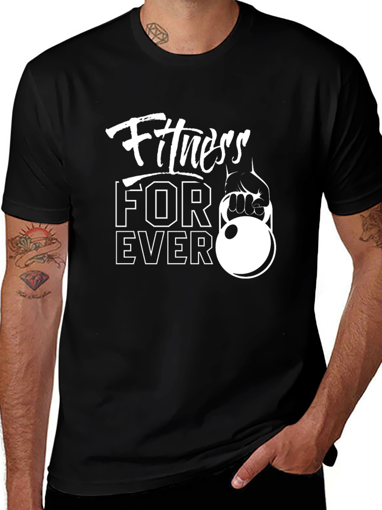 Variant 23 of Fitness Forever Black Graphic T-Shirt