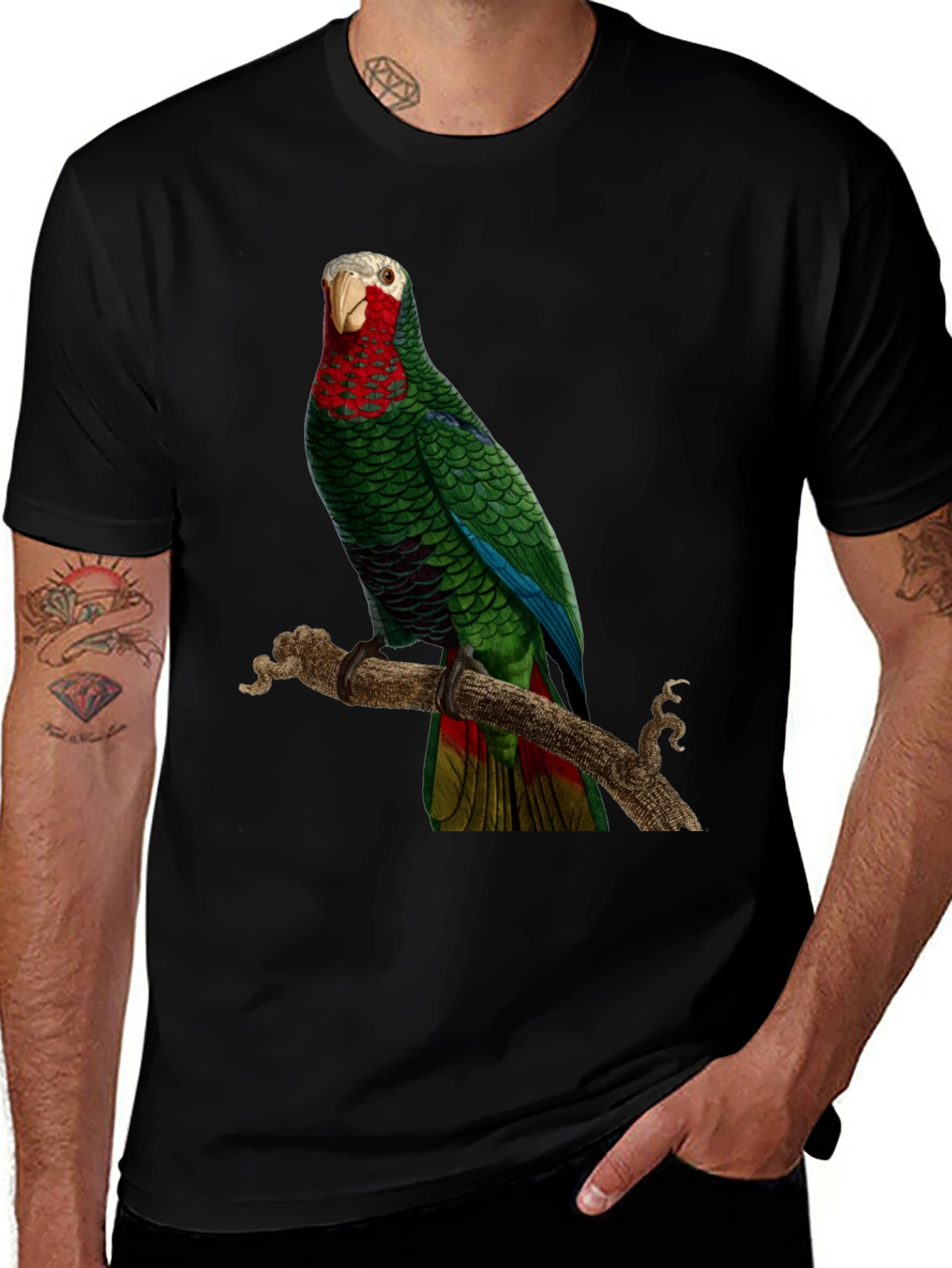 Variant 7 of Parrot Graphic T-Shirt - Green Bird Design