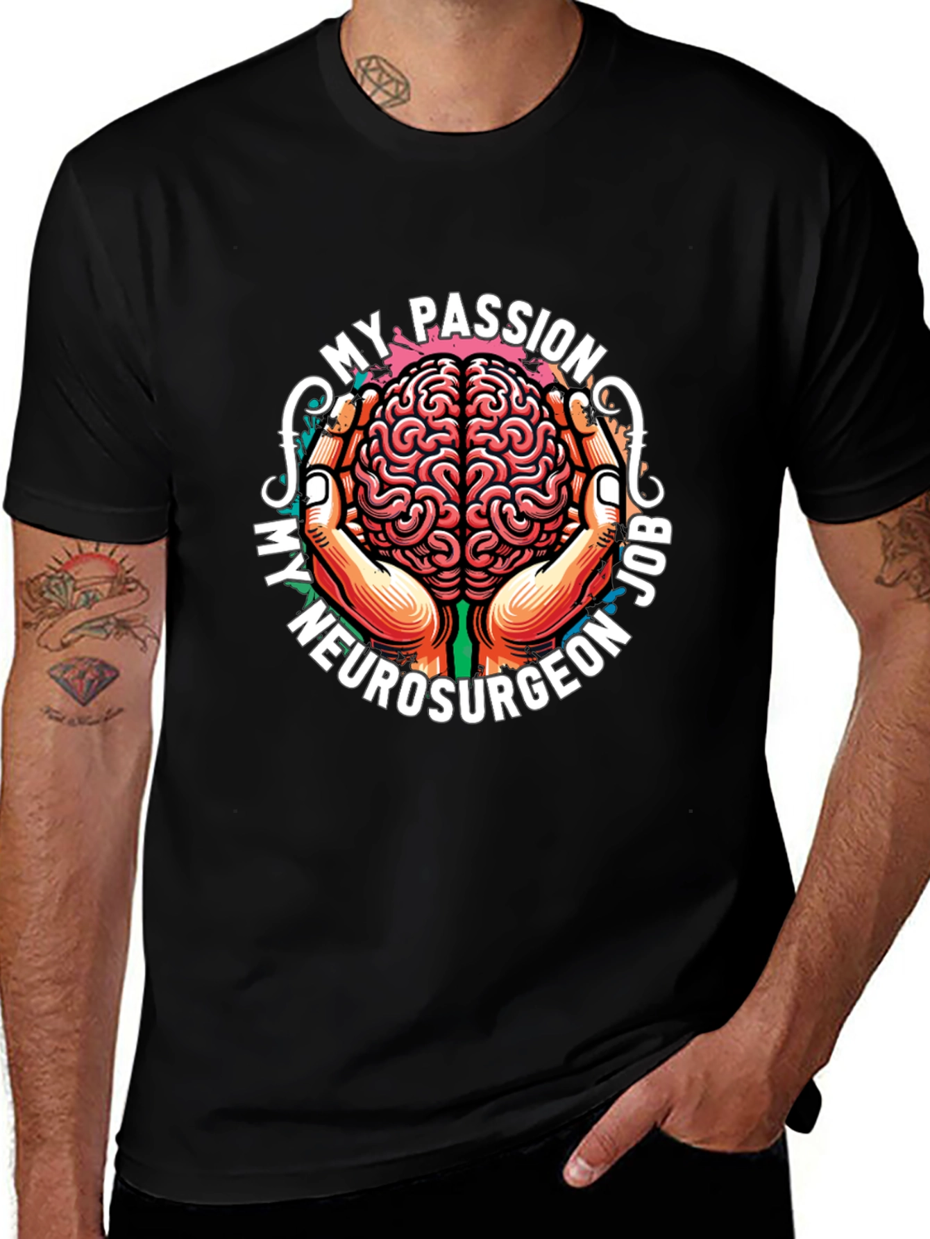 Black Neurosurgeon Passion T-Shirt - Brain Design main image