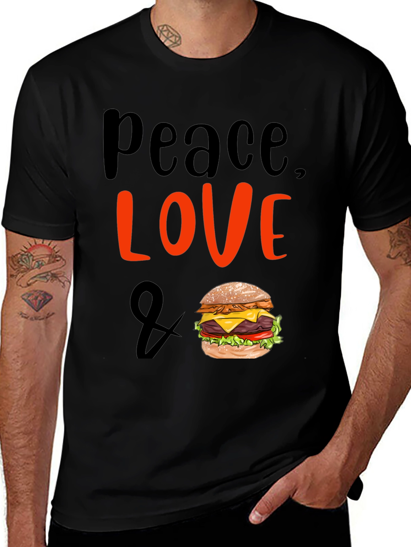 Variant 25 of Peace, Love & Burgers Graphic T-Shirt