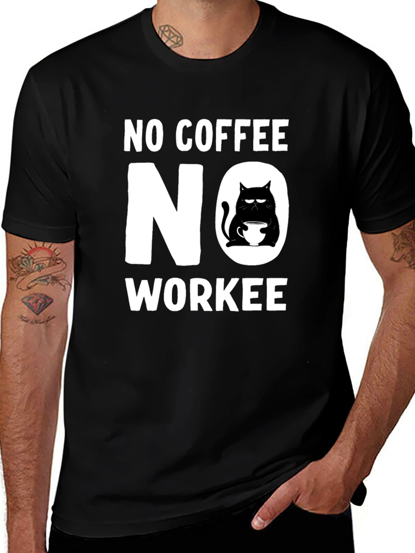 No Coffee No Workee T-Shirt - Grumpy Cat Lover Tee