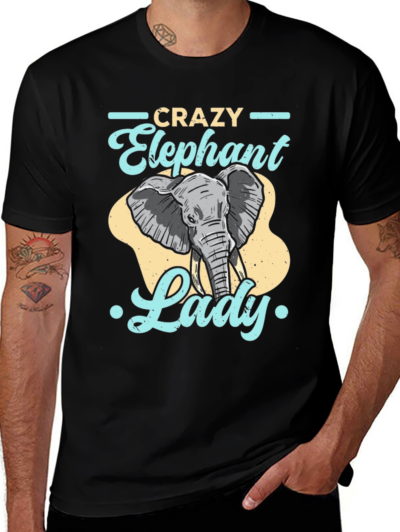 Variant 15 of Crazy Elephant Lady Graphic Tee - Fun Animal Lover Shirt
