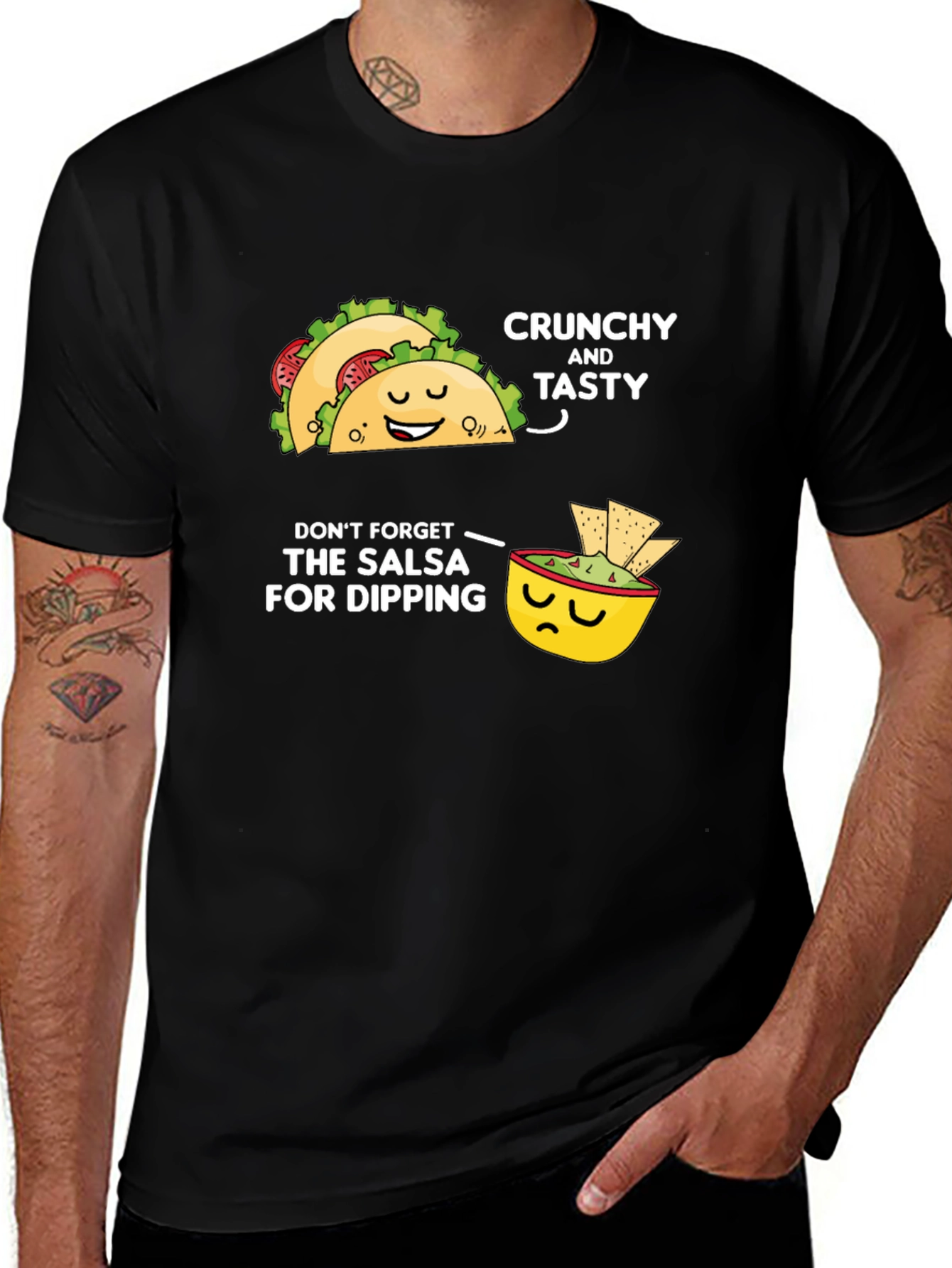 Variant 16 of Crunchy & Tasty Taco T-Shirt - Salsa Dipping Fun!