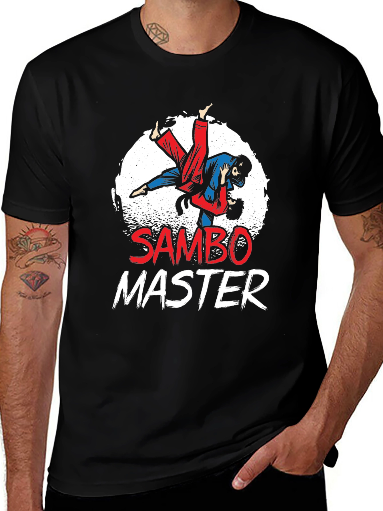 Sambo Master T-Shirt Black Cotton Martial Arts