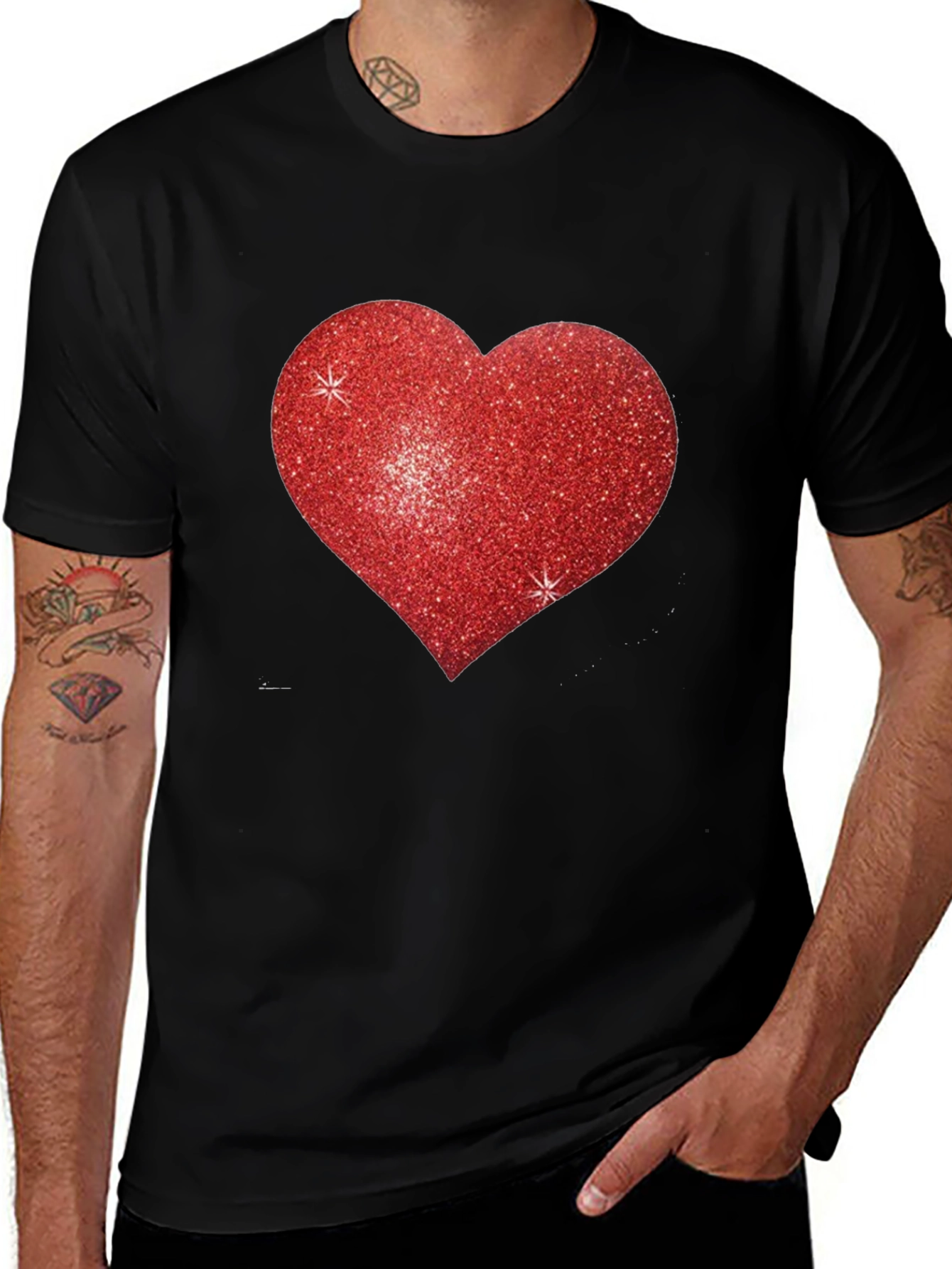 Variant 20 of Heart Graphic Tee - Men's Short Sleeve Black T-Shirt