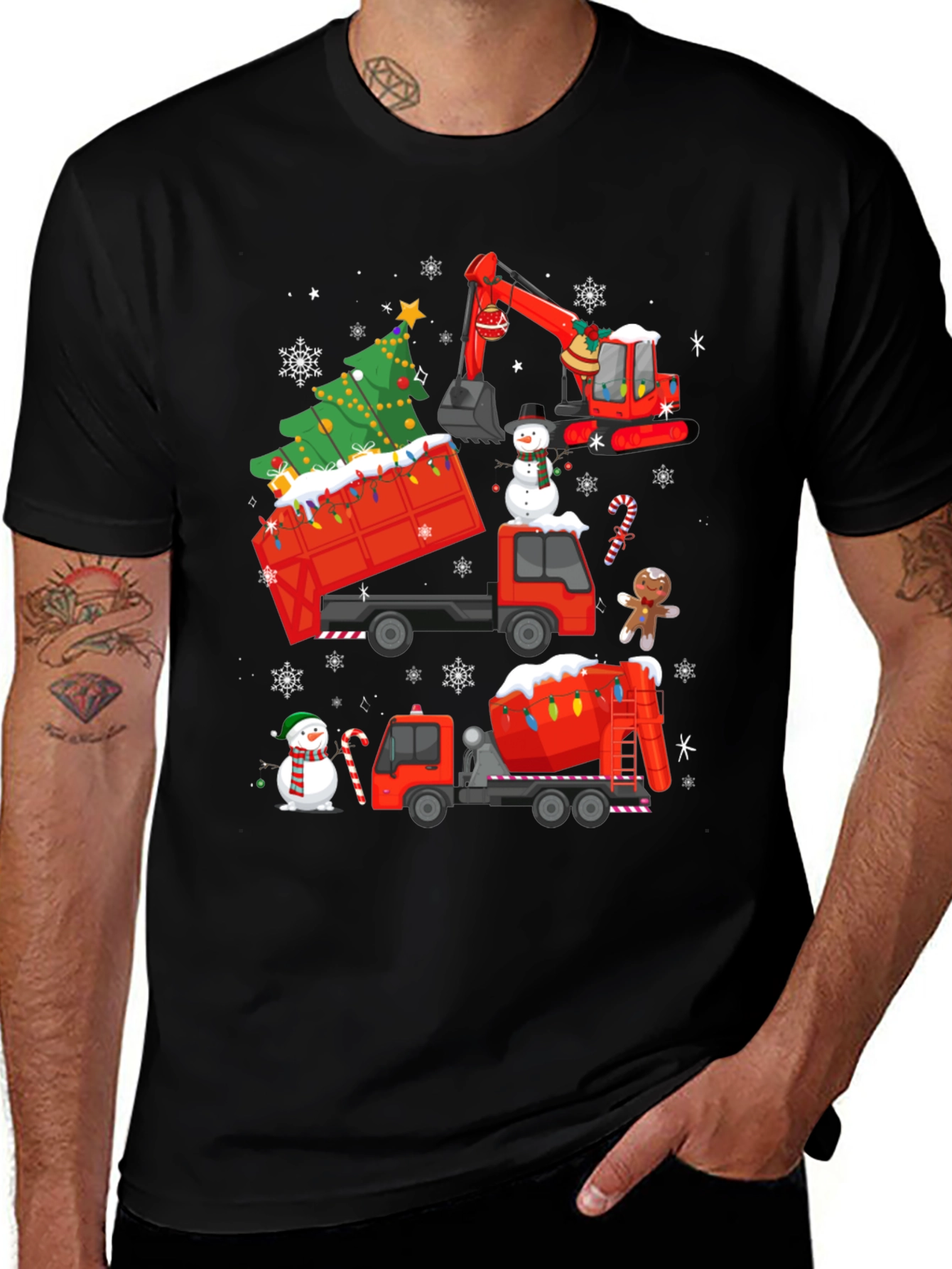 Variant 21 of Christmas Construction Trucks T-Shirt