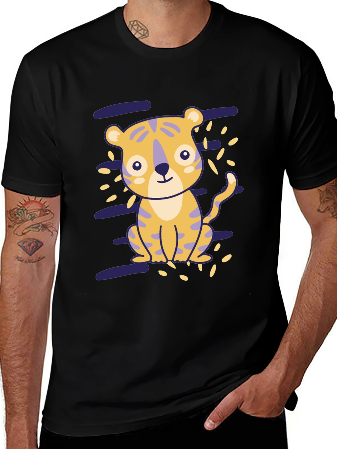Variant 11 of Cute Tiger Graphic Black T-Shirt