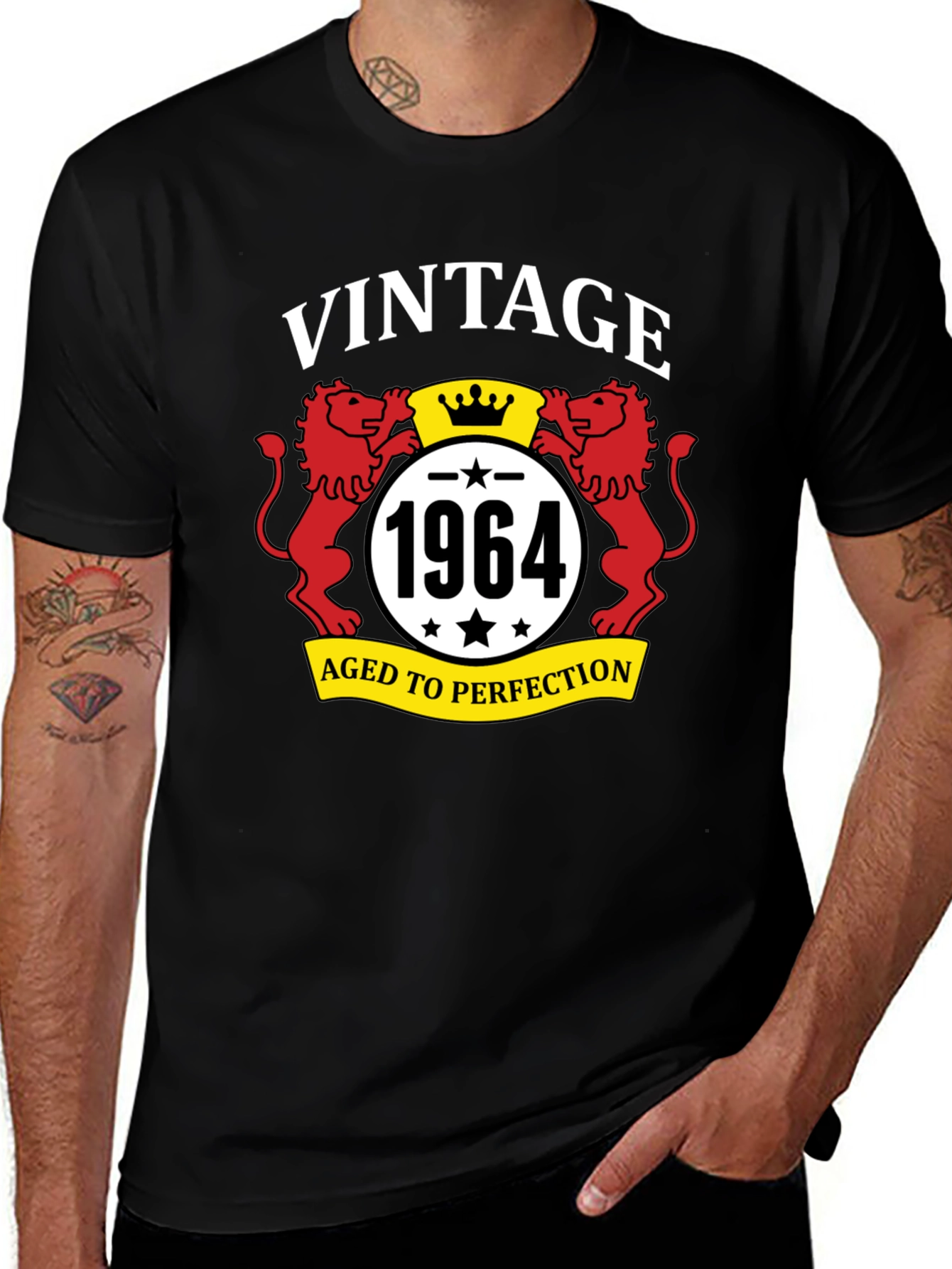 Vintage 1964 Aged To Perfection Black Graphic Tee