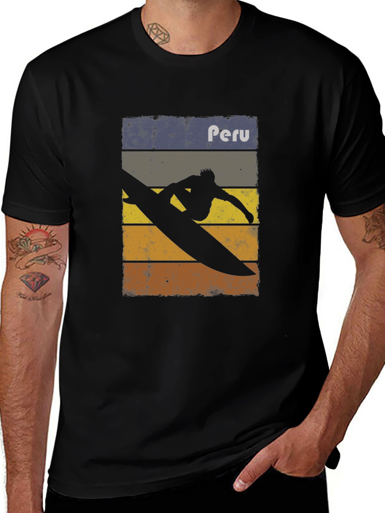 Variant 9 of Peru Surfer Graphic Tee - Vintage Style