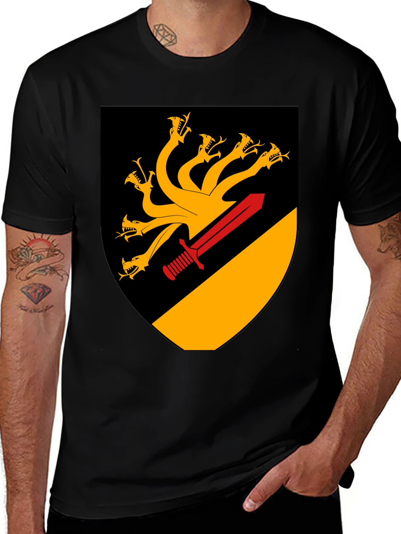 Variant 4 of Hydra Crest Graphic Tee - Men's Black Shirt